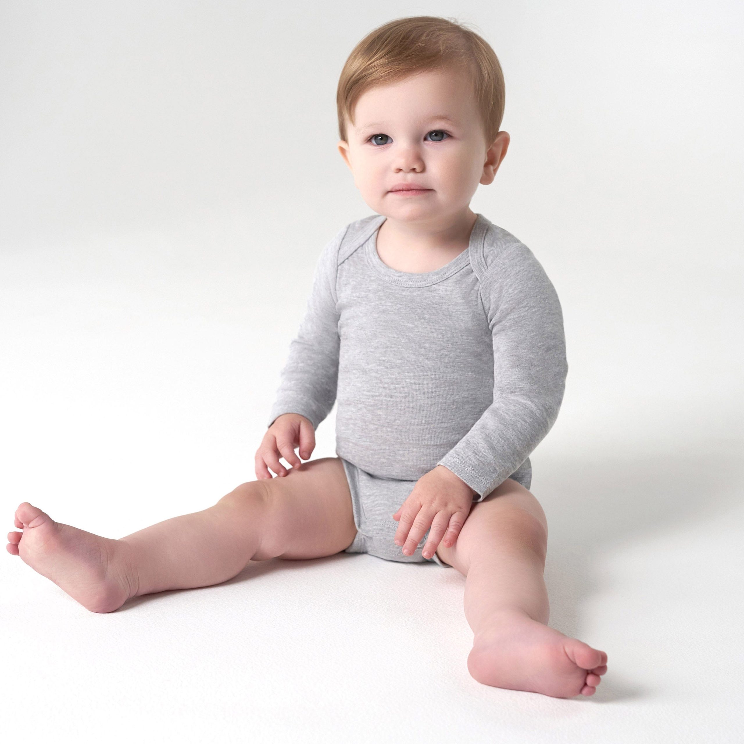 5-Pack Baby Heather Gray Premium Long Sleeve Onesies® Bodysuits - Image 2
