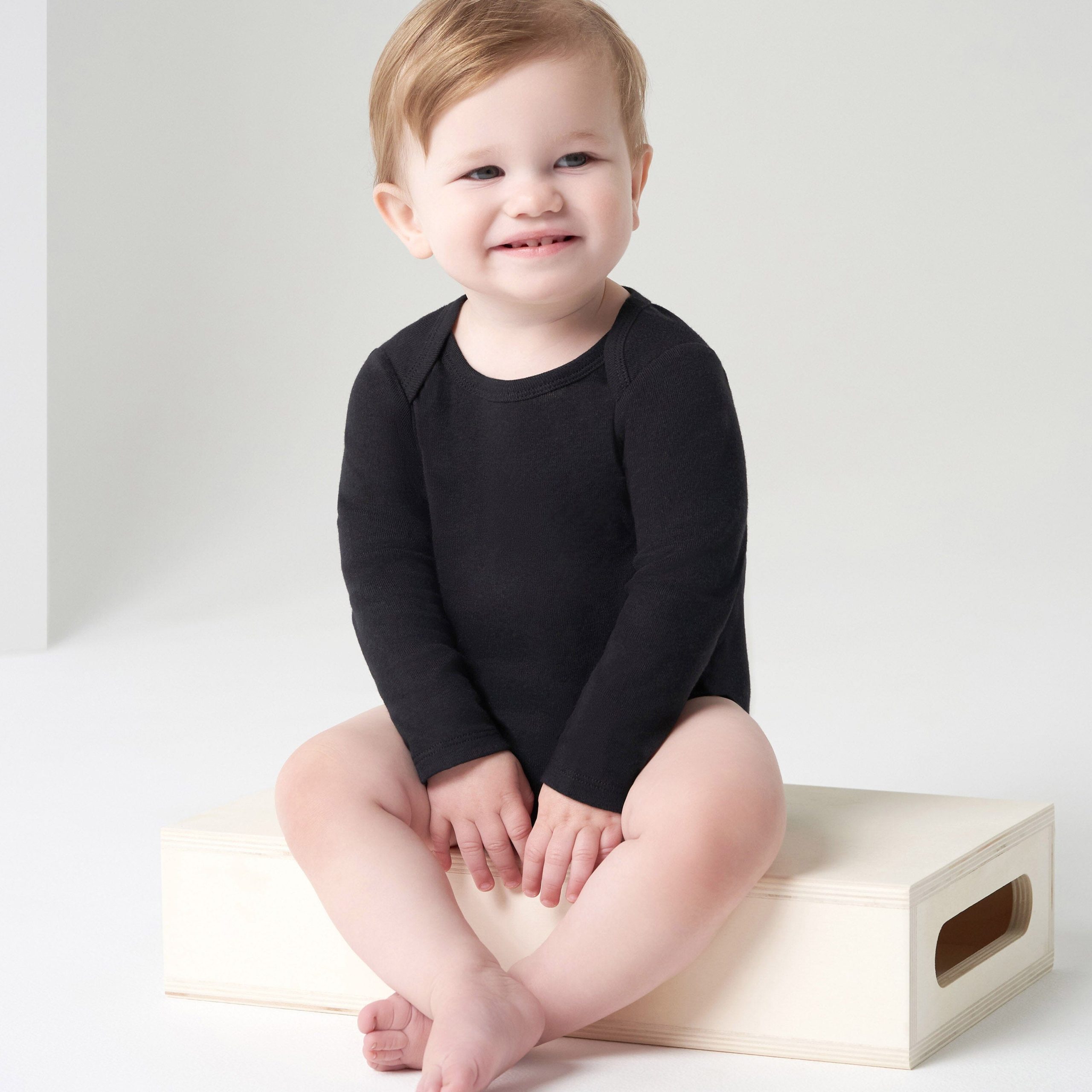 5-Pack Baby Black Premium Long Sleeve Onesies® Bodysuits - Image 2