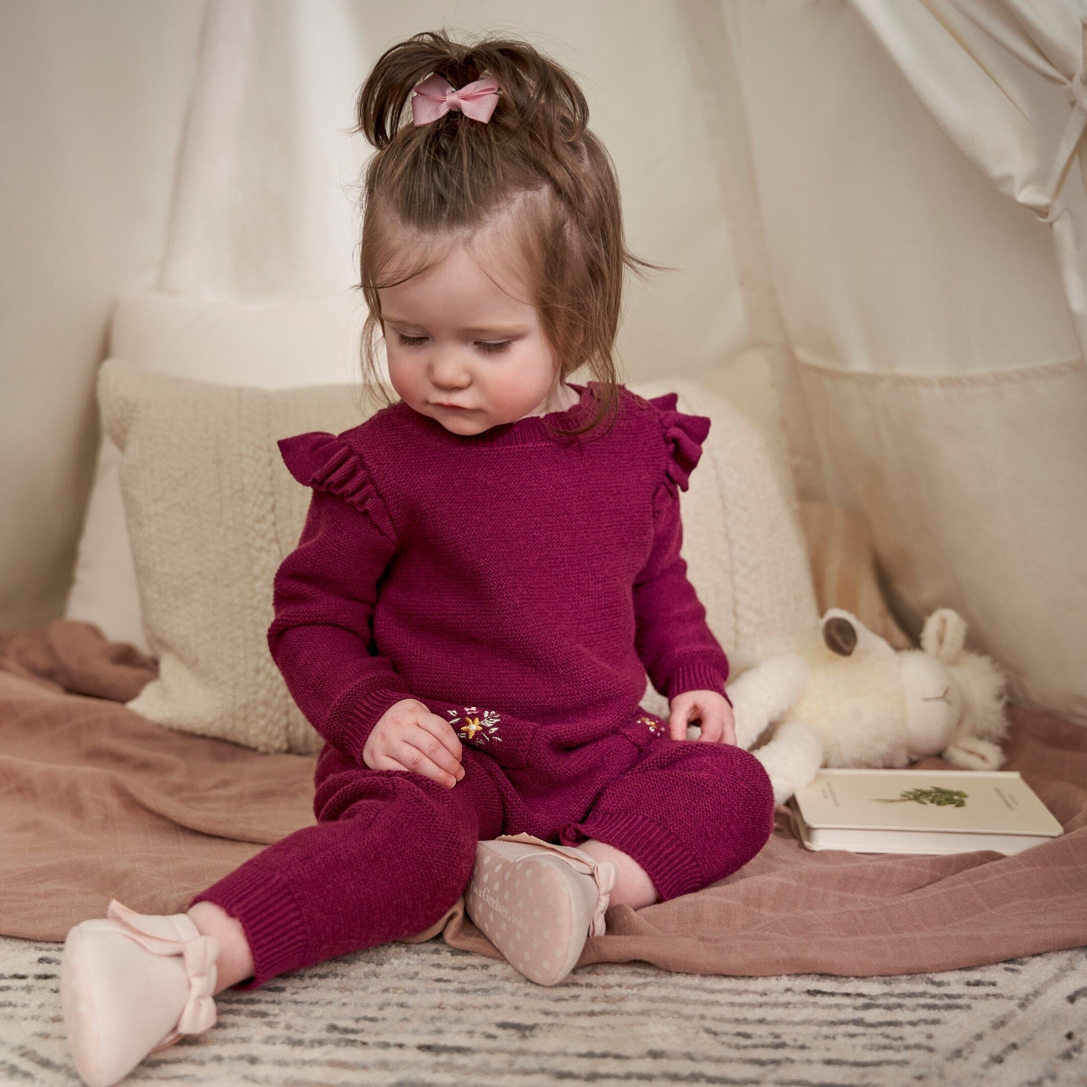 Baby Girls Flowers Sweater Knit Romper - Image 7