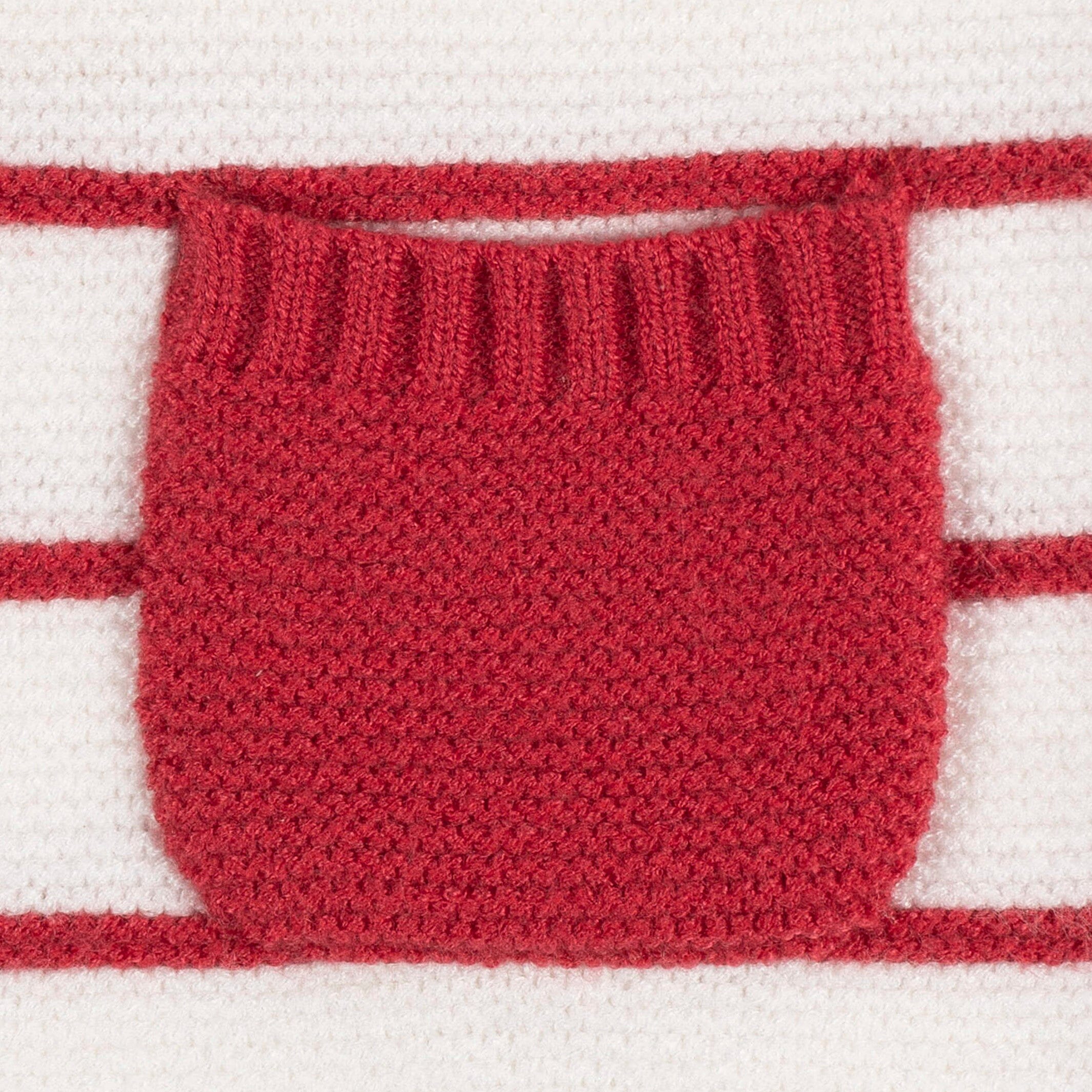 Baby Boys Red & White Stripe Sweater Knit Romper - Image 3