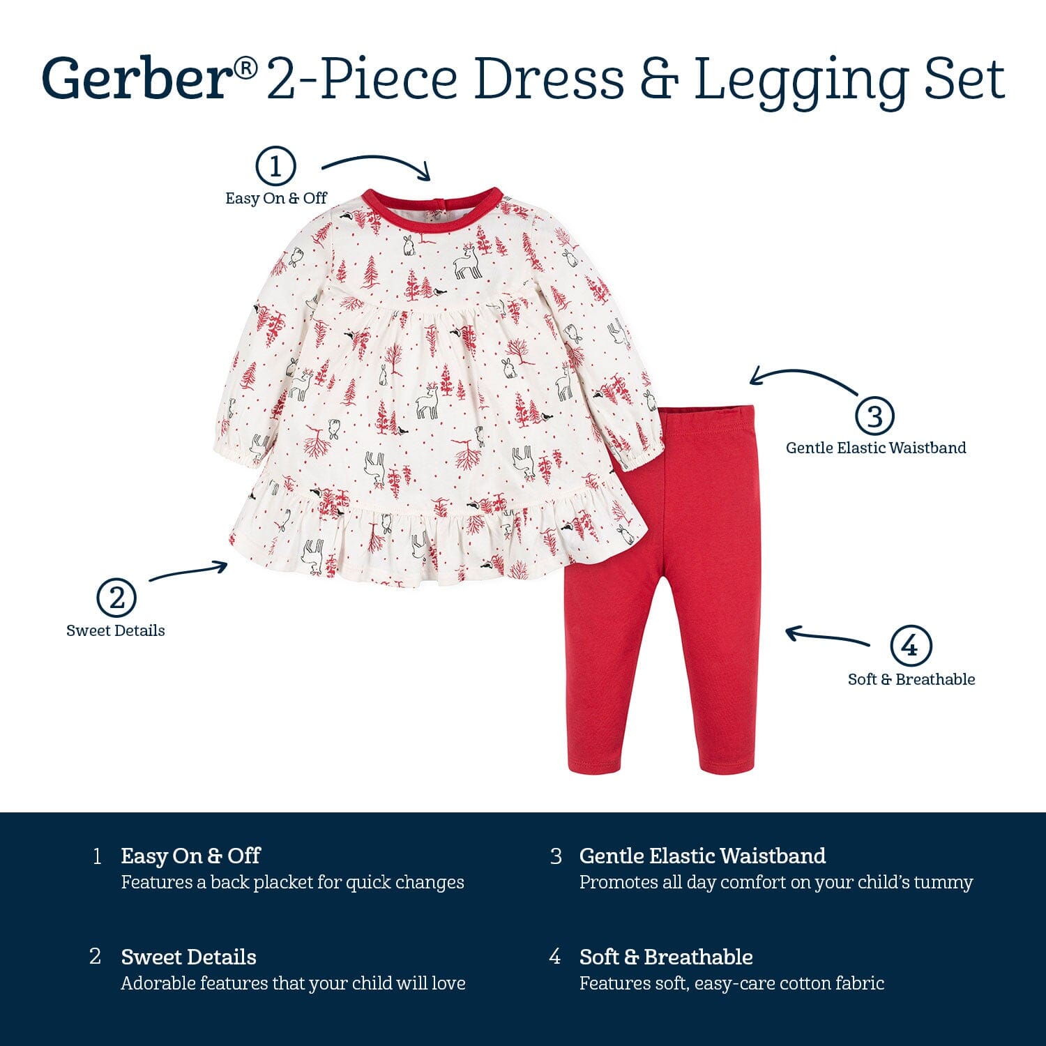 2-Piece Baby & Toddler Girls Winter Scene Dress & Legging Set - Image 6