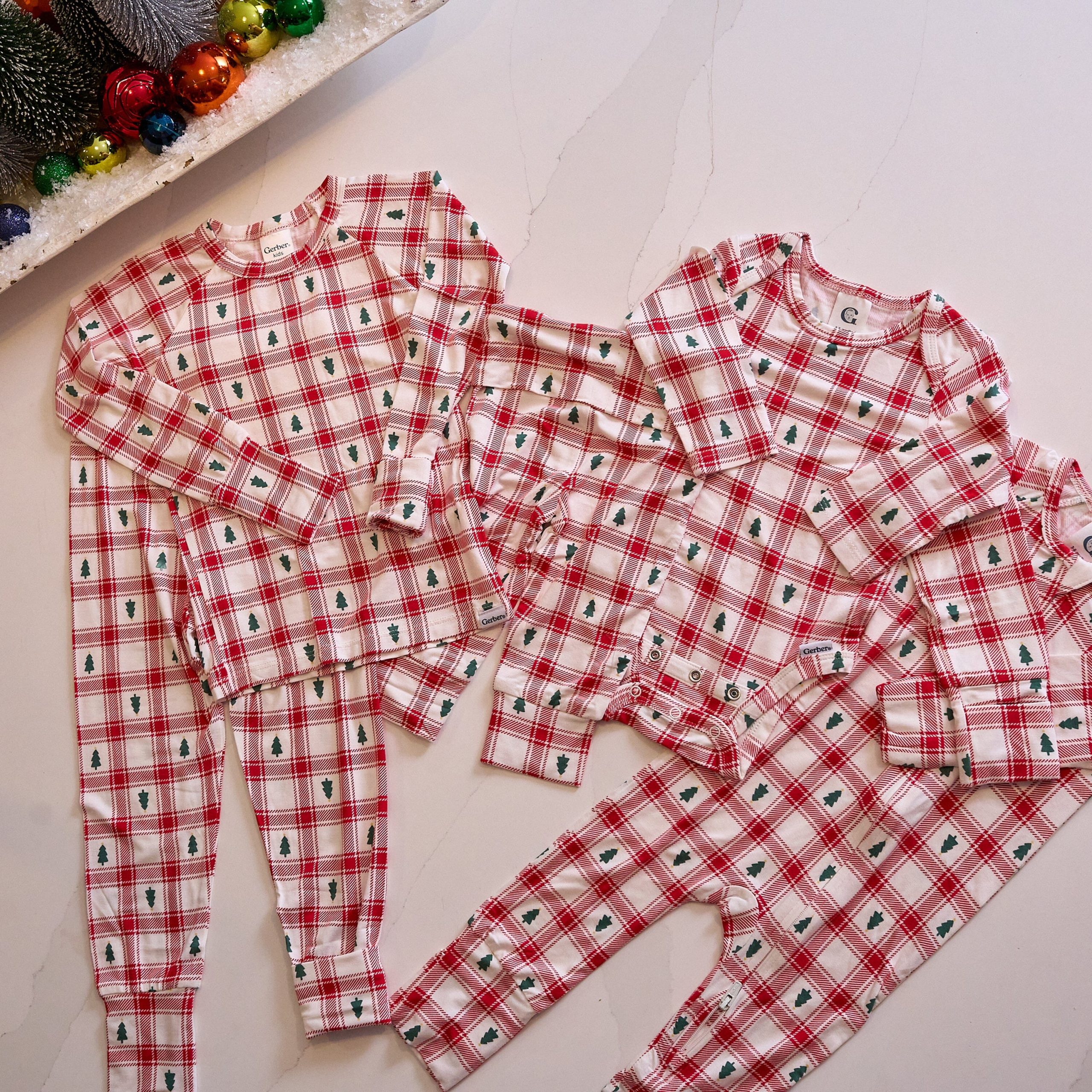 2-Piece Infant & Toddler Neutral Plaid Tree Snug Fit Pajamas - Image 4