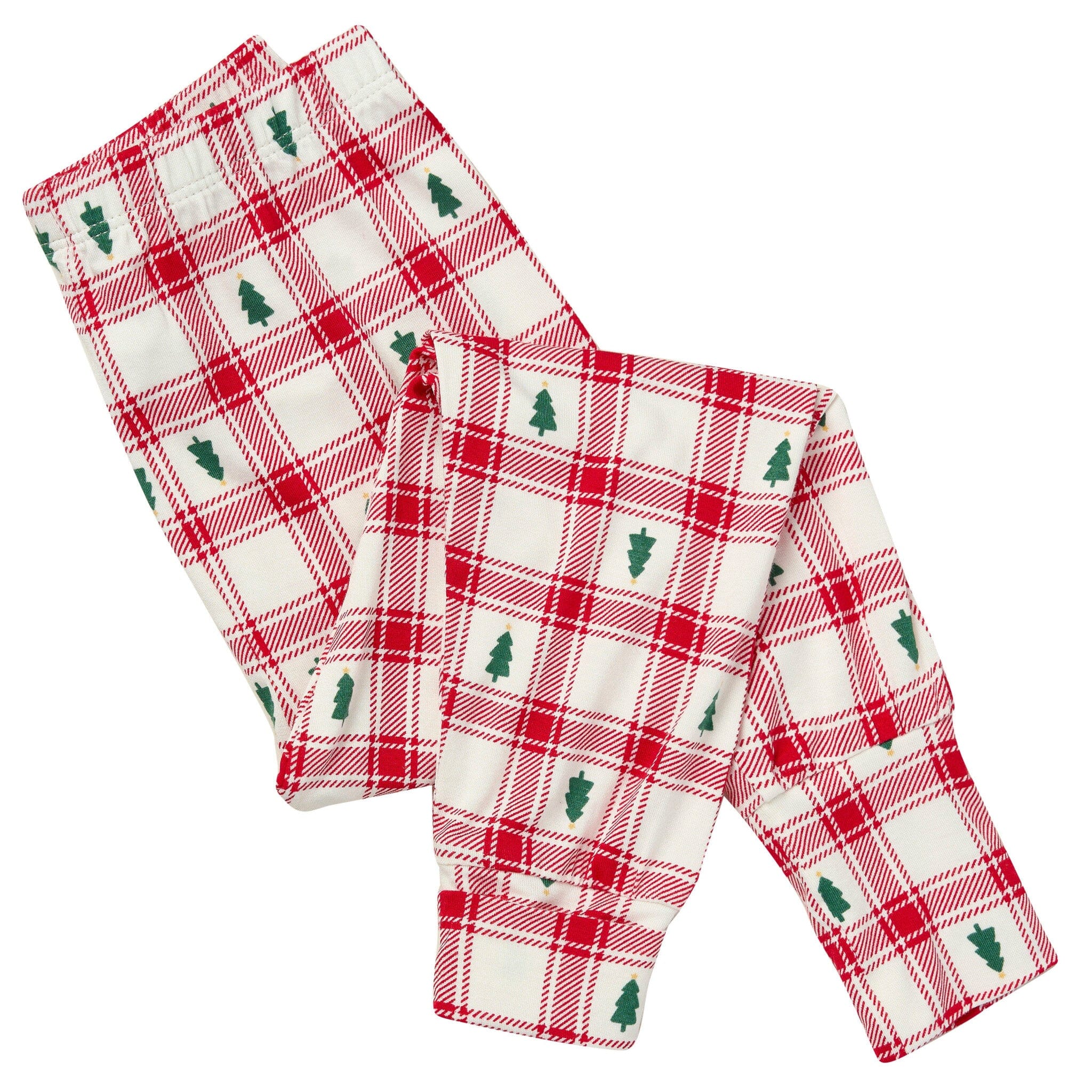 2-Piece Infant & Toddler Neutral Plaid Tree Snug Fit Pajamas - Image 7