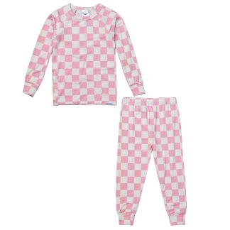 2-Piece Infant & Toddler Girls Pink Check Snug Fit Pajamas