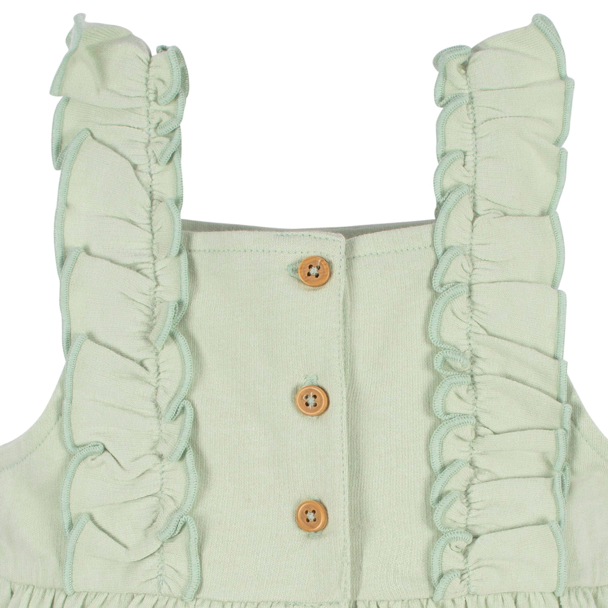 2-Piece Baby Girls Green Floral Jumper & Bodysuit Set - Image 6