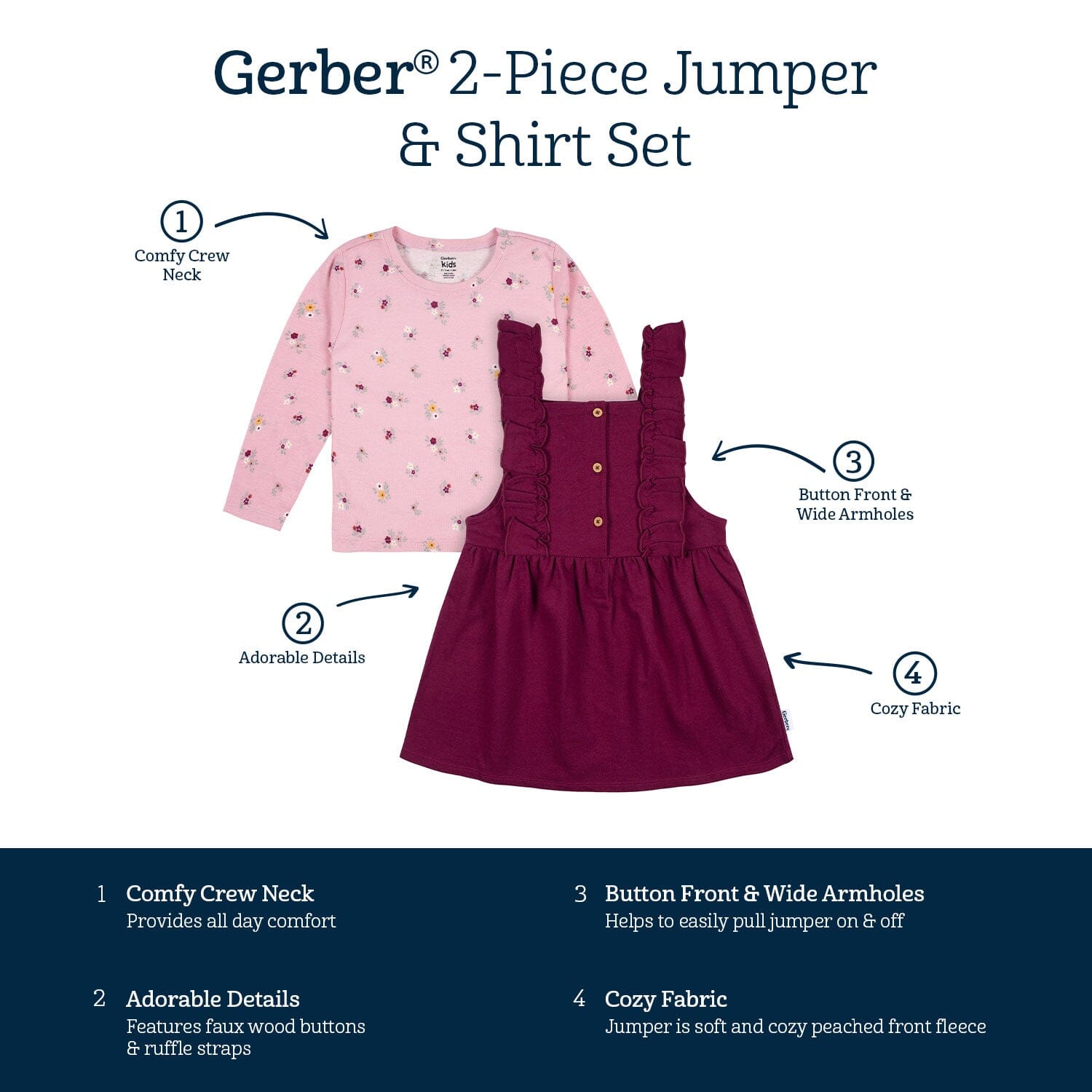 2-Piece Infant Girls Purple Floral Jumper & Top Set, 12M - Image 6