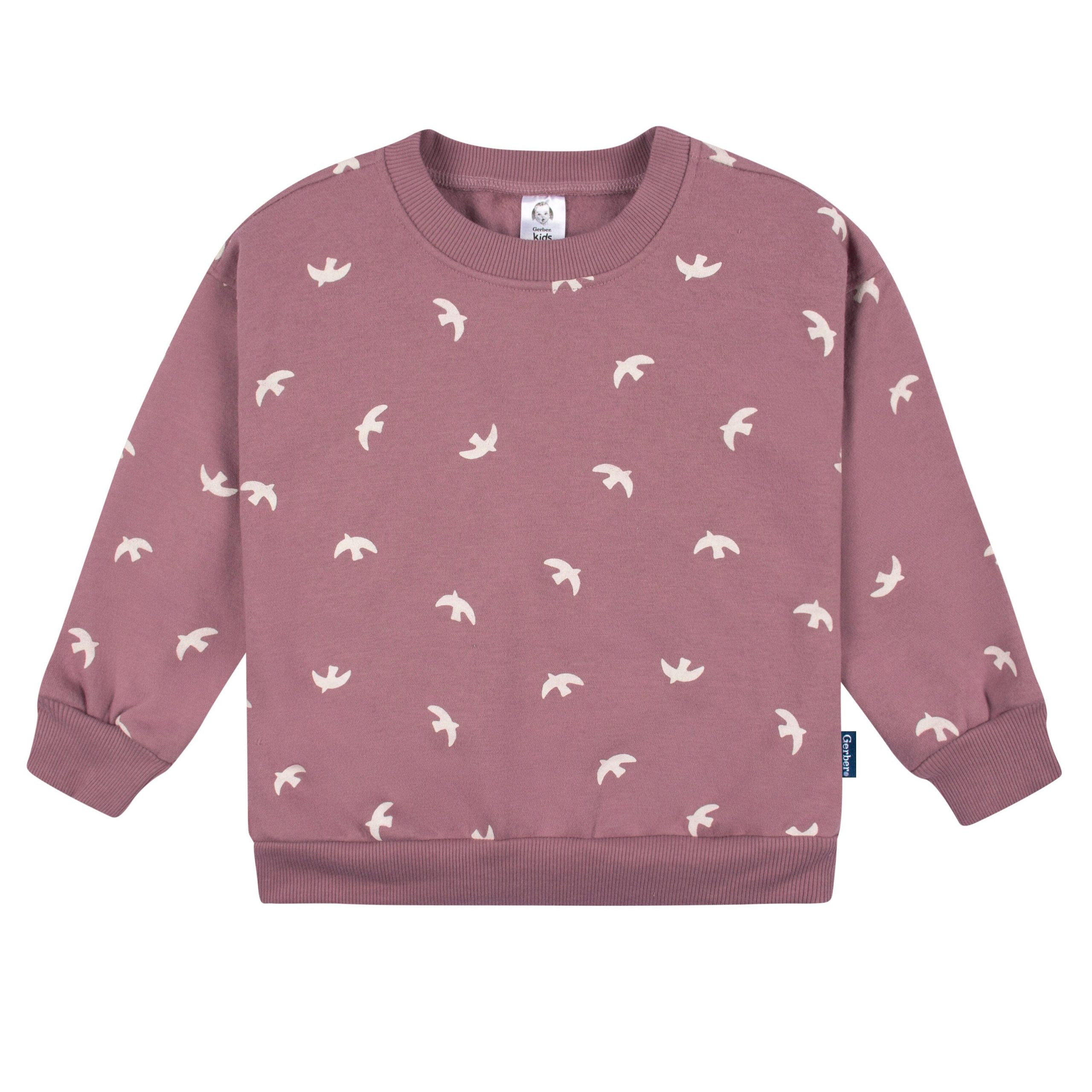 2-Piece Infant and Toddler Girls Birds Sweatshirt & Pant Set - Image 3