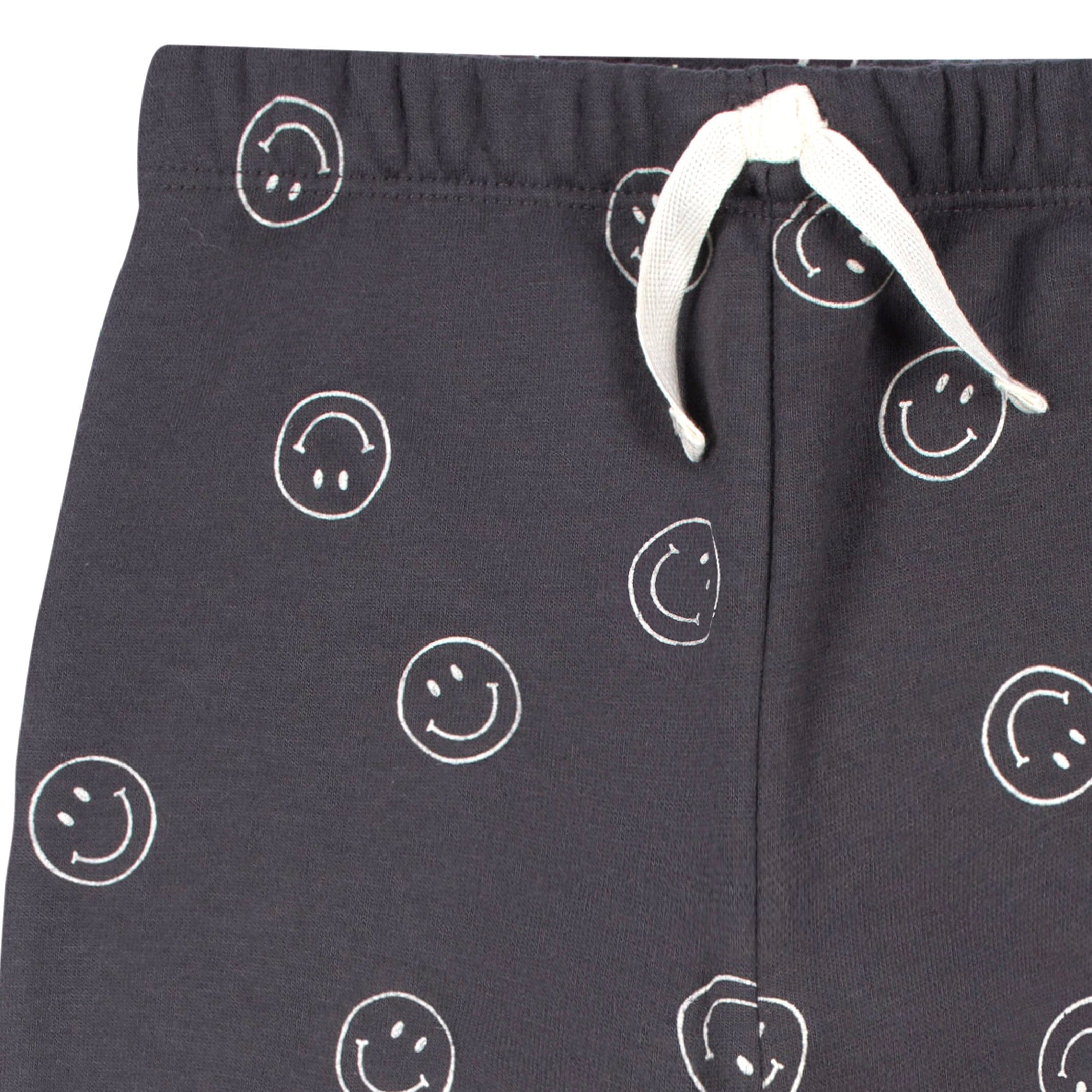 2-Piece Infant and Toddler Boys Charcoal Smiley Sweatshirt & Pant Set - Image 4