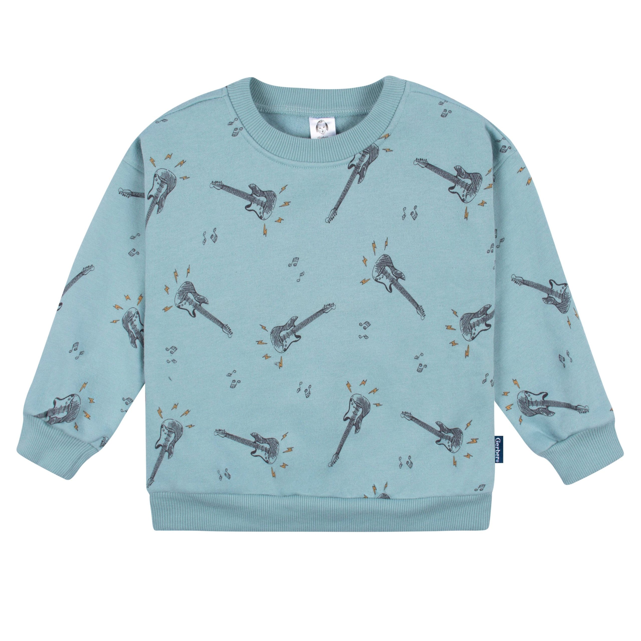 2-Piece Toddler Boys Teal Guitars Sweatshirt & Pant Set, 5T - Image 2