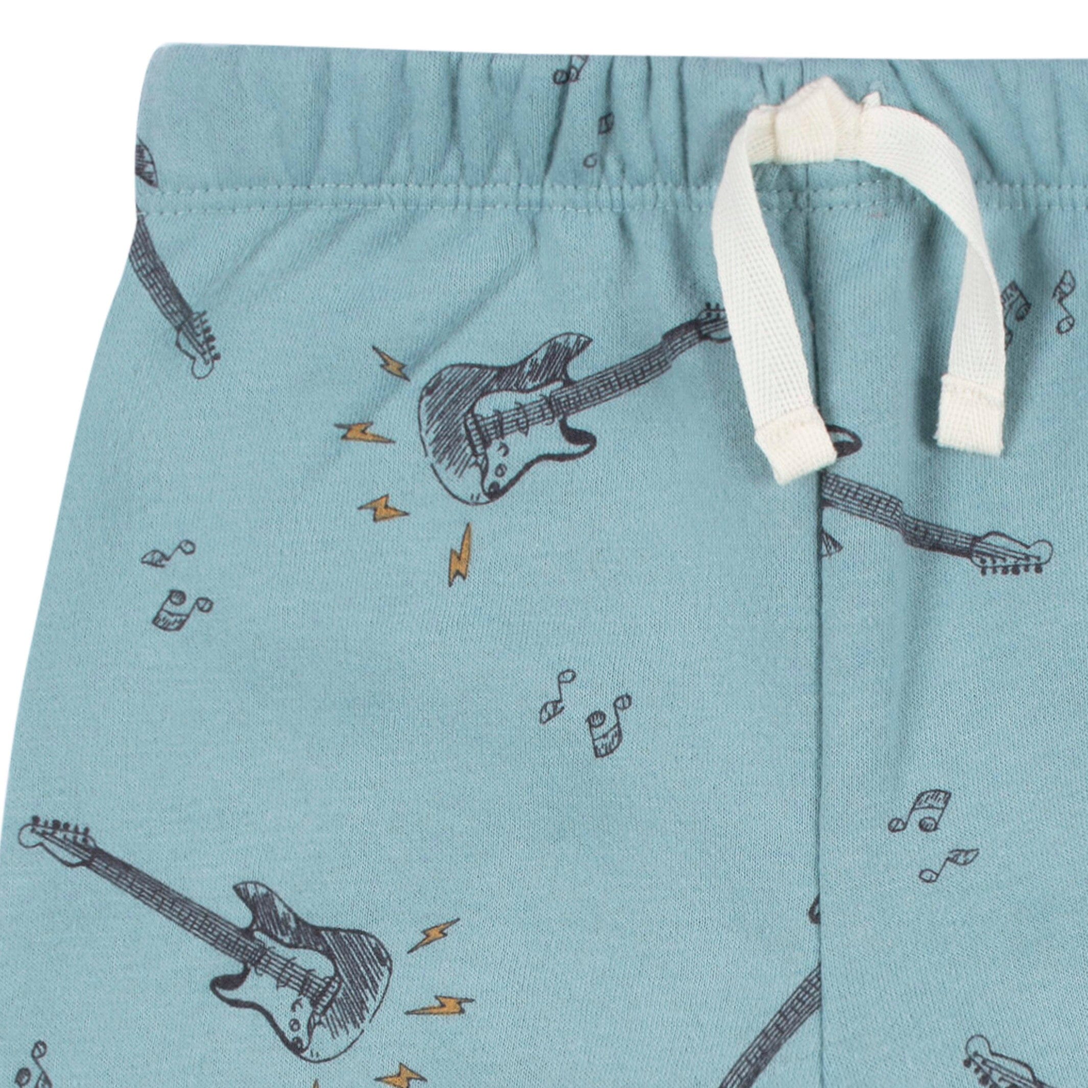 2-Piece Toddler Boys Teal Guitars Sweatshirt & Pant Set, 5T - Image 4