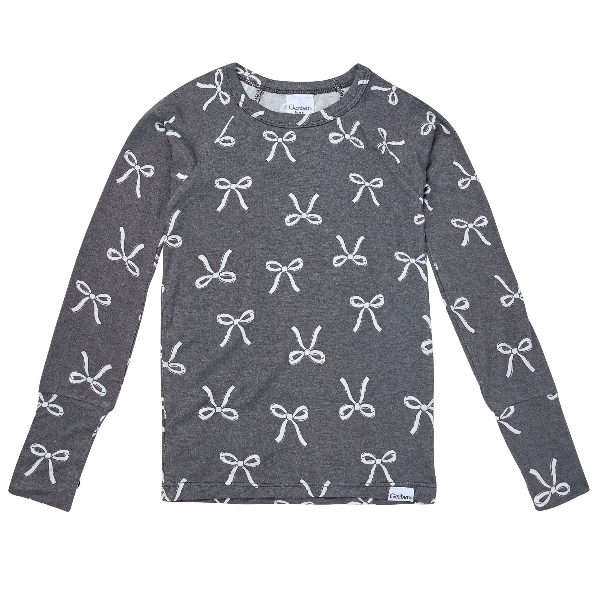 2-Piece Infant & Toddler Girls Gray Bow Snug Fit Pajamas - Image 2