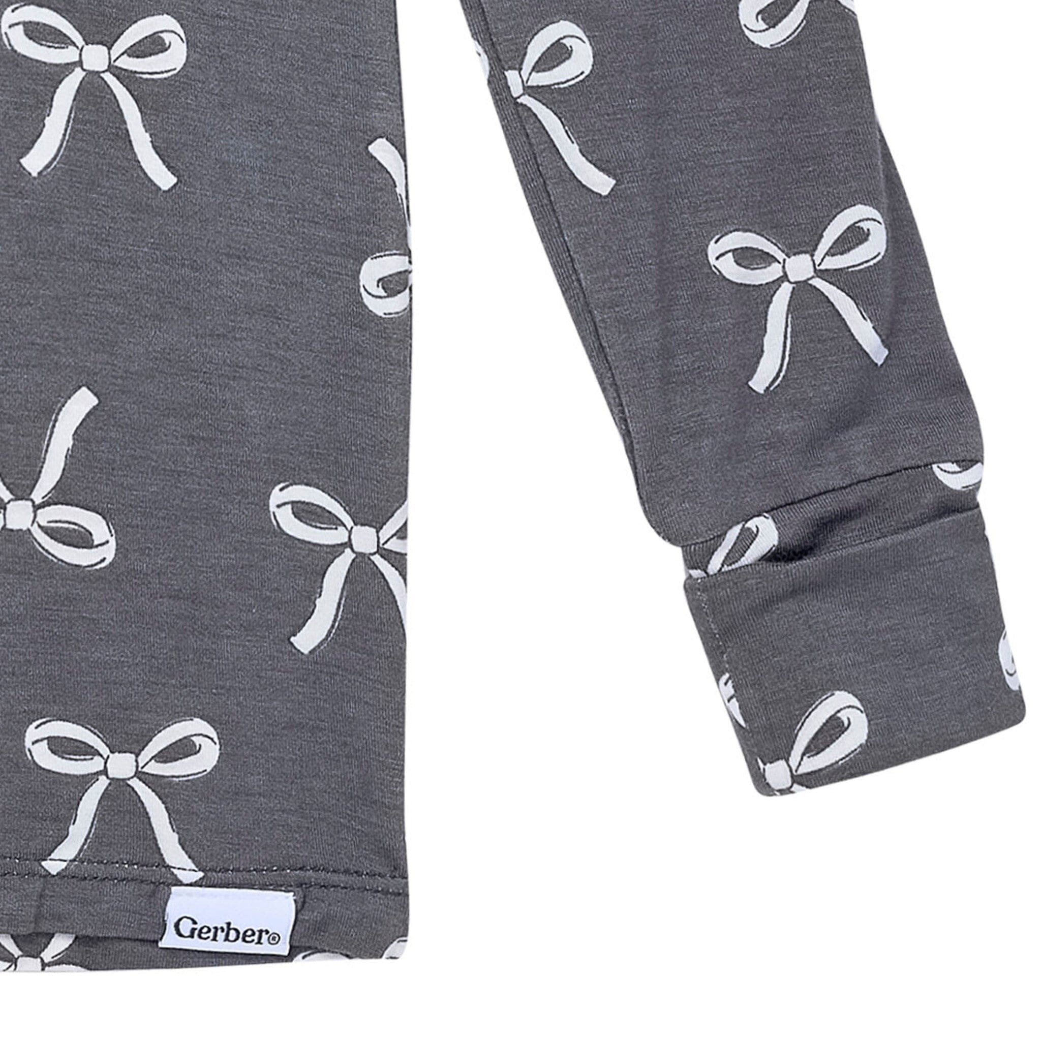 2-Piece Infant & Toddler Girls Gray Bow Snug Fit Pajamas - Image 3