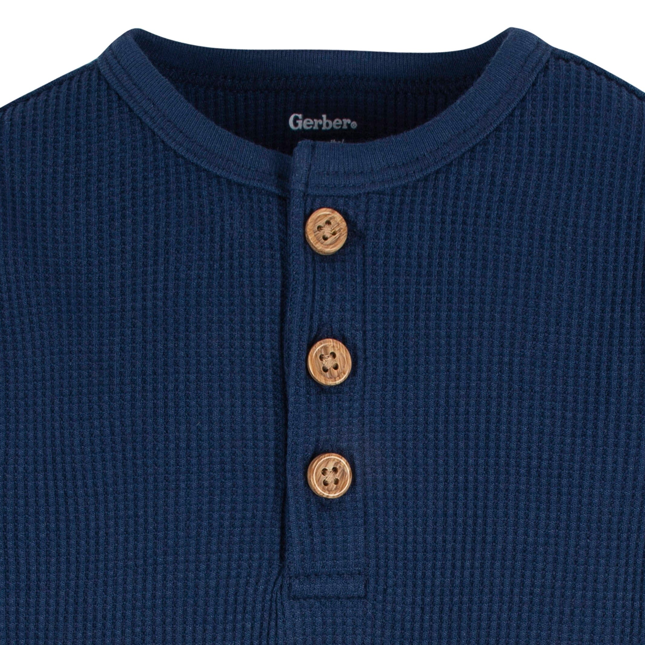 2-Pack Baby Boys Navy & Light Blue Long Sleeve Henley Onesies® Bodysuits - Image 6
