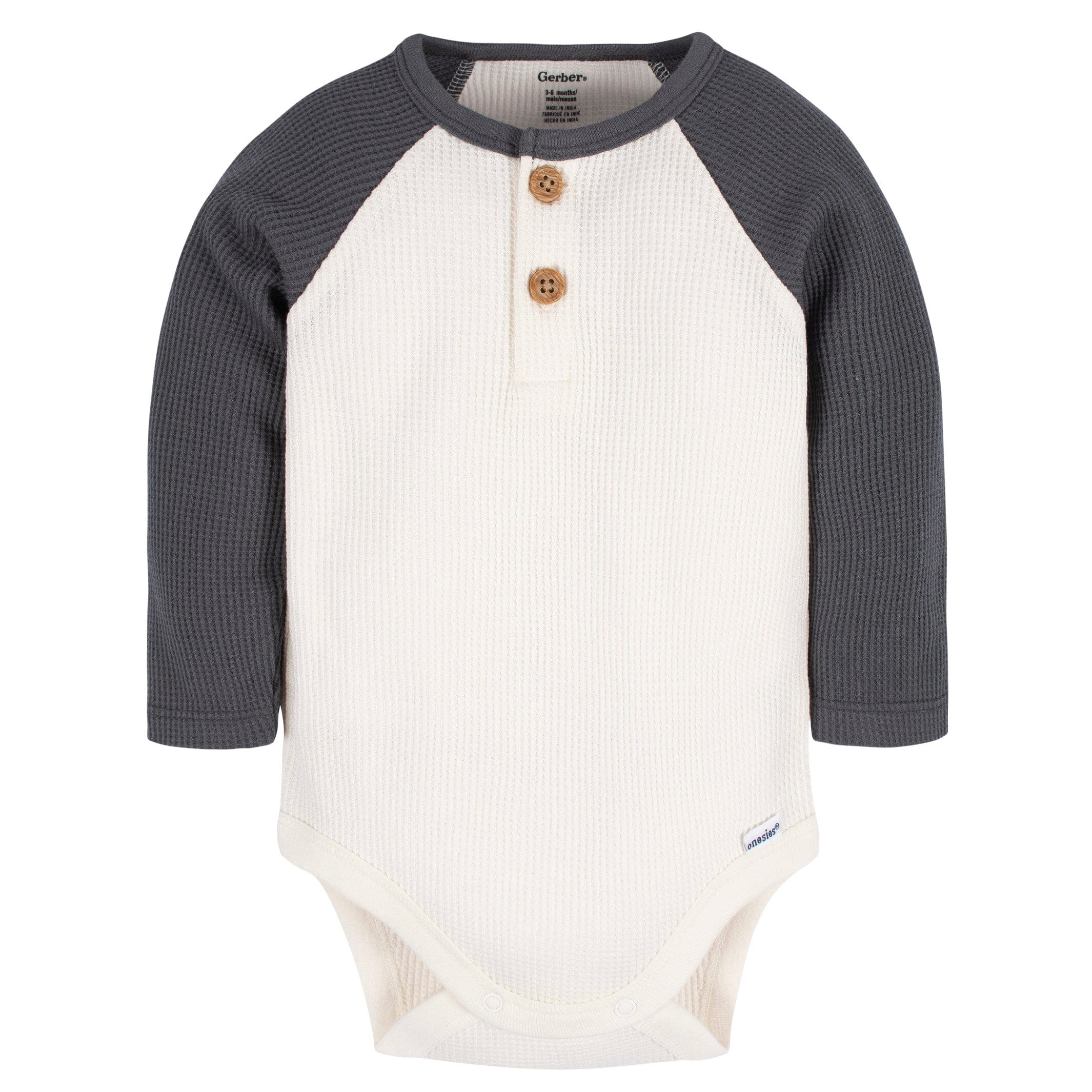 2-Pack Baby Boys Blue & Ivory Long Sleeve Henley Onesies® Bodysuits - Image 3