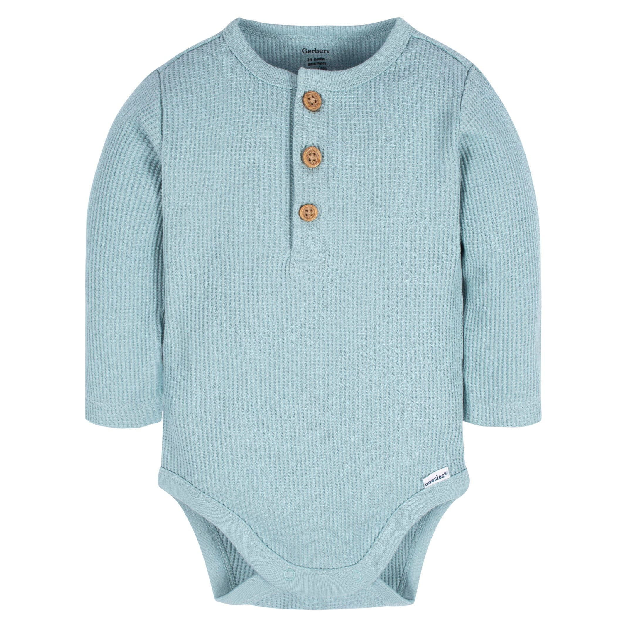 2-Pack Baby Boys Blue & Ivory Long Sleeve Henley Onesies® Bodysuits - Image 6