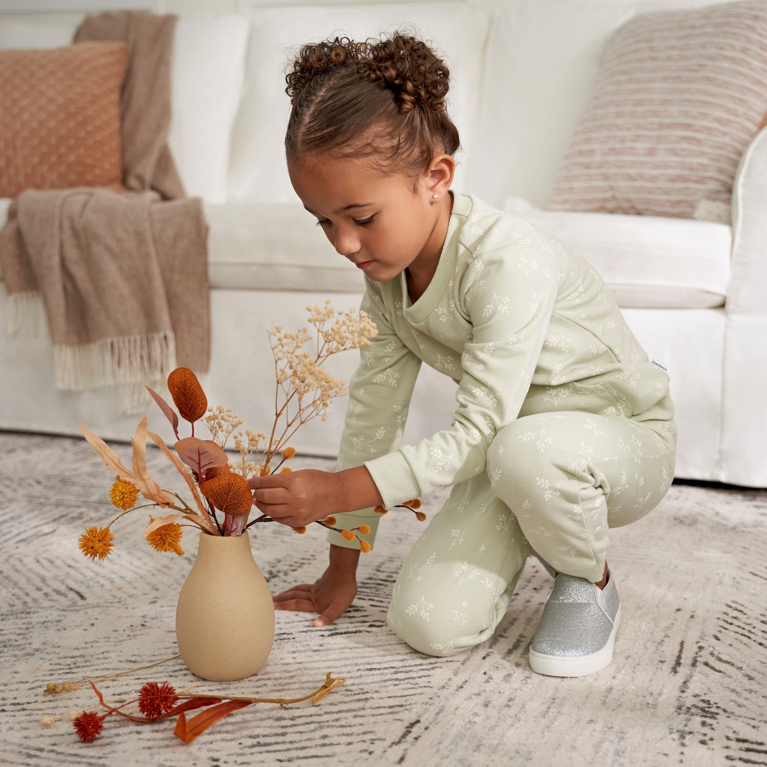 2-Piece Baby & Toddler Girls Green Leaves Sweatshirt & Pant Set - Image 9