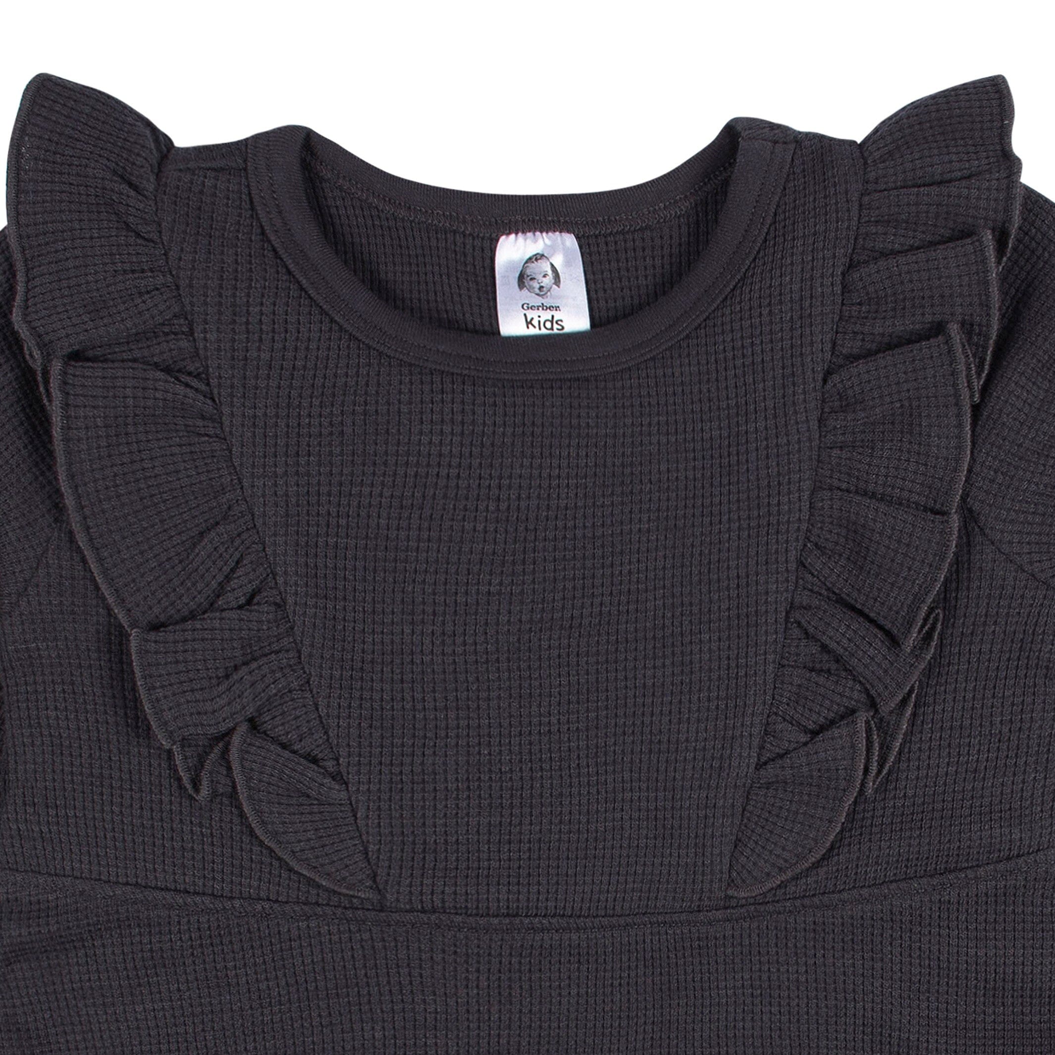 Infant and Toddler Girls Charcoal Dress with Ruffle - Image 2