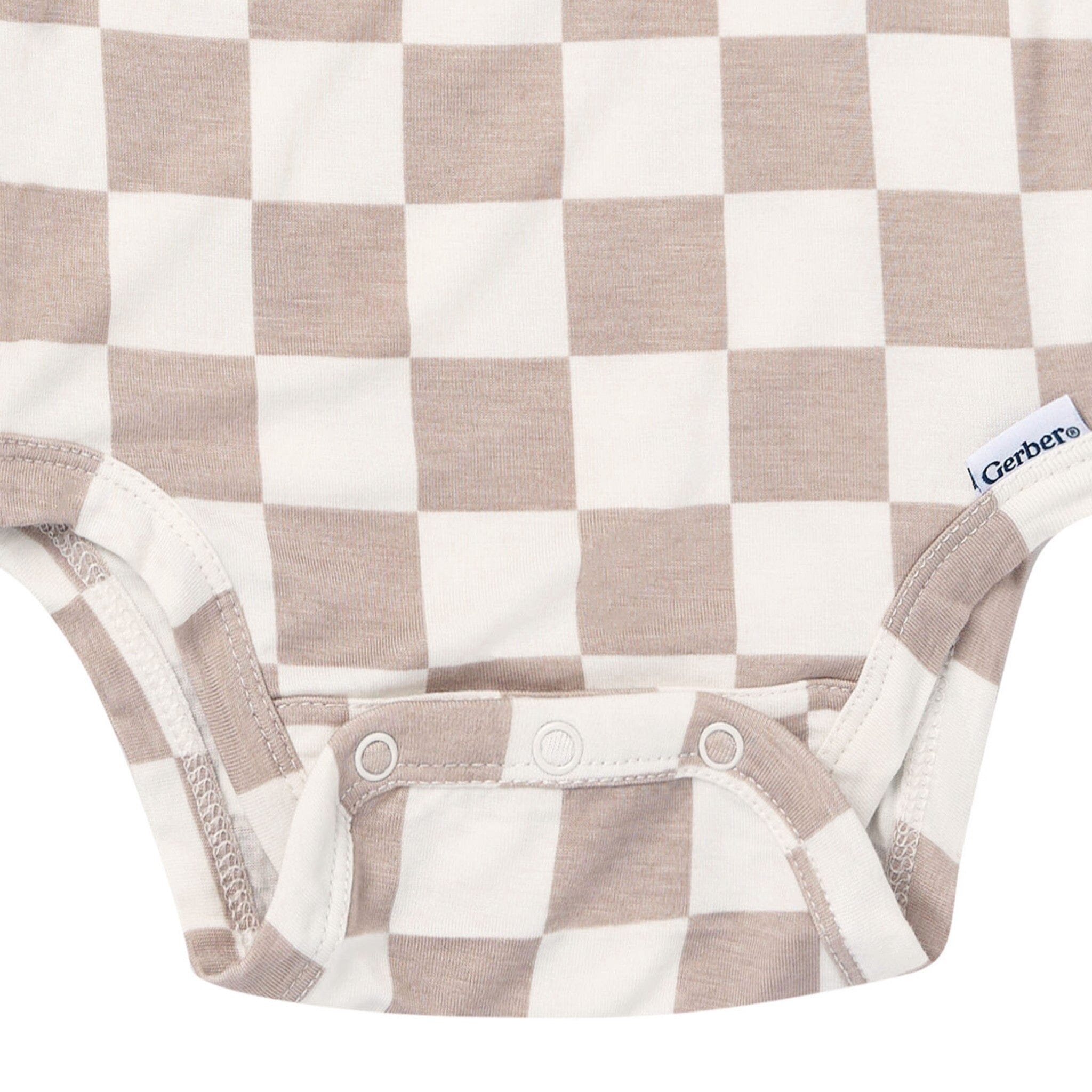 2-Piece Baby Neutral Taupe Check Onesie® Pant Set - Image 5