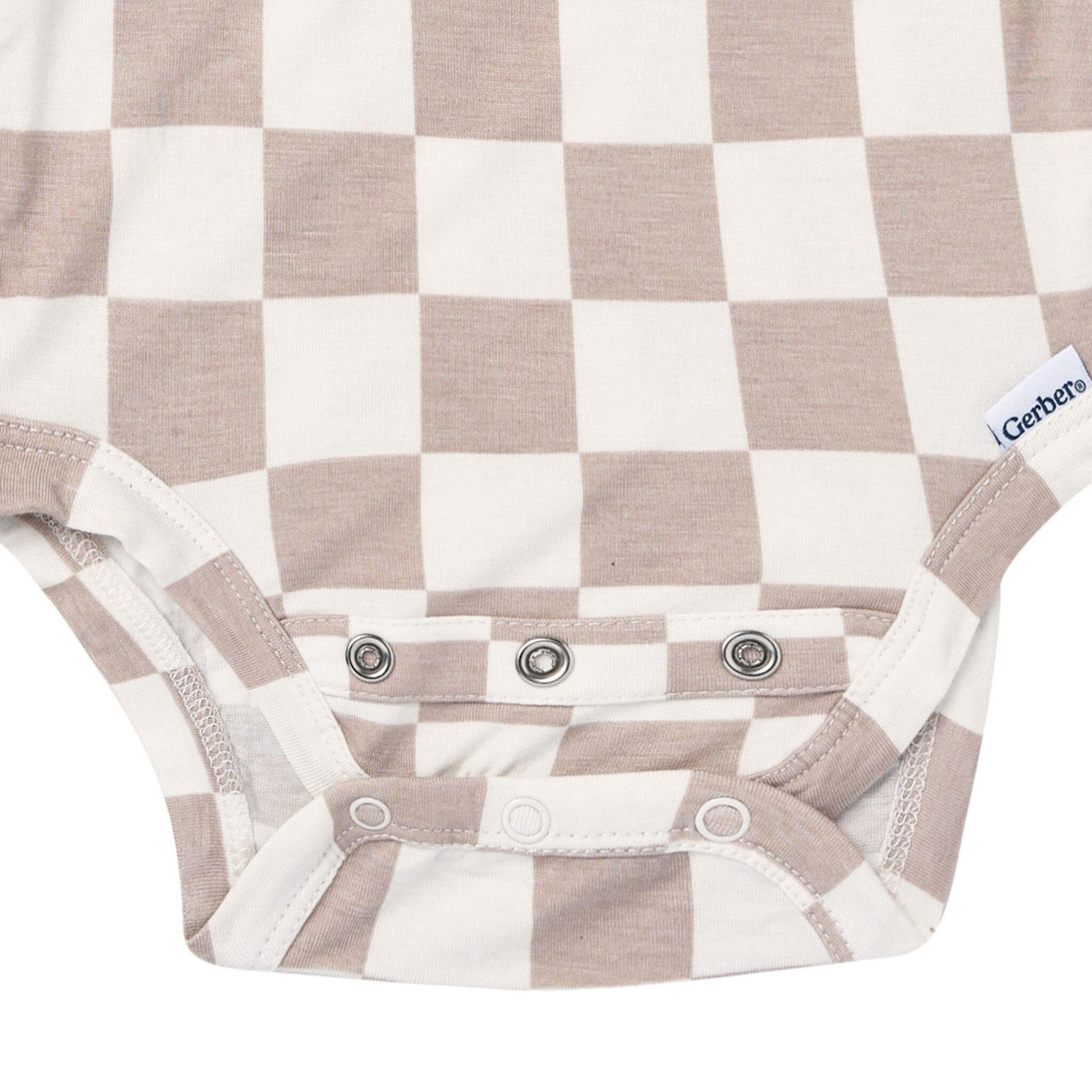 2-Piece Baby Neutral Taupe Check Onesie® Pant Set - Image 6