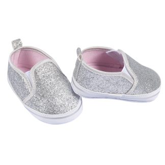 Baby Girls Silver Glitter Slip-On Sneaker, 3-6M
