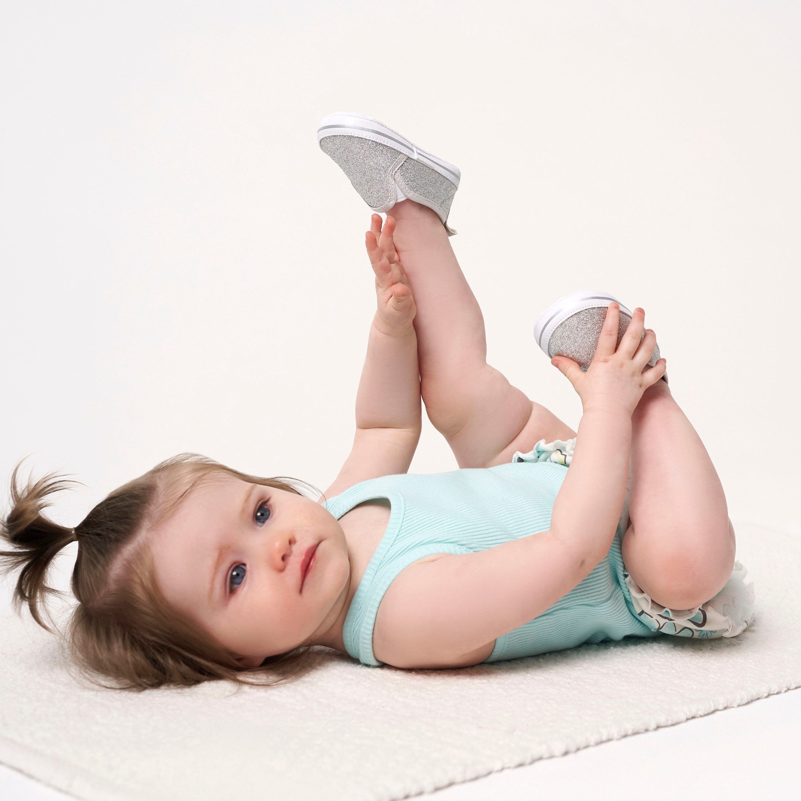 Baby Girls Silver Glitter Slip-On Sneaker, 3-6M - Image 2