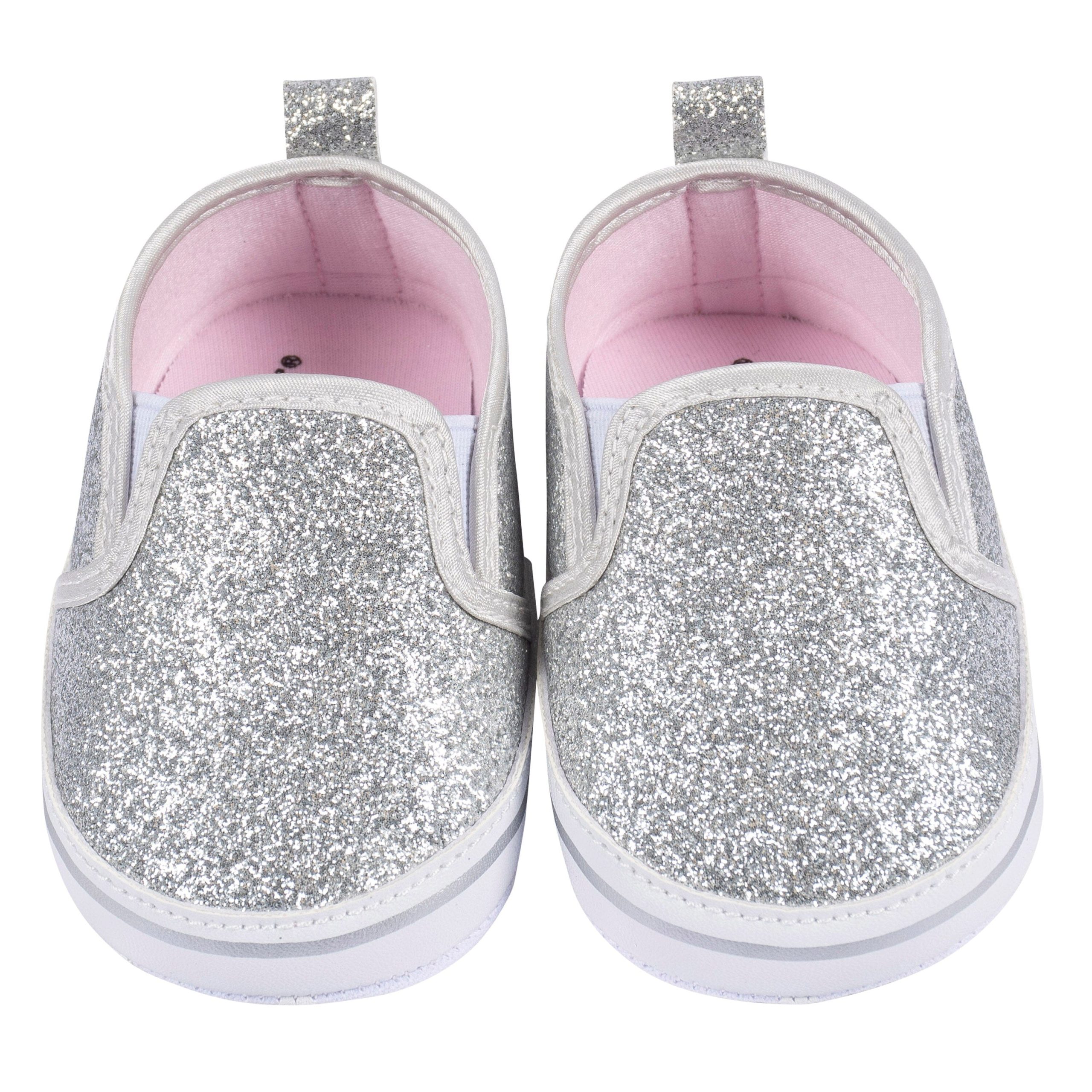 Baby Girls Silver Glitter Slip-On Sneaker, 3-6M - Image 5