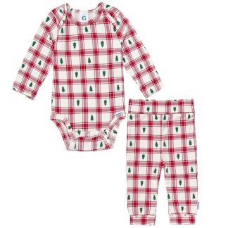 2-Piece Baby Neutral Plaid Tree Onesie® Pant Set