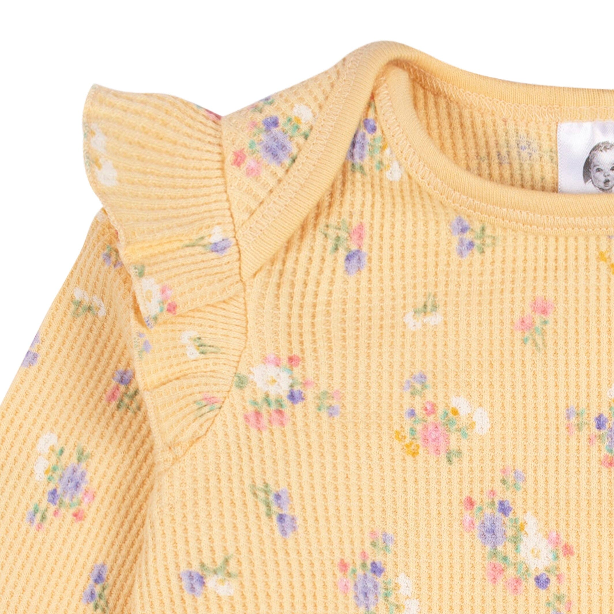 2-Piece Baby Girls Yellow Floral Top & Jogger Set - Image 3