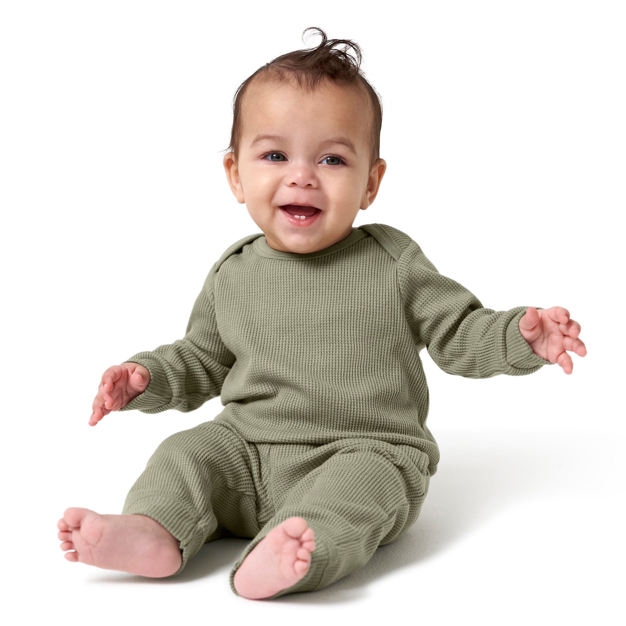 2-Piece Baby Boys Green Top & Jogger Set - Image 2