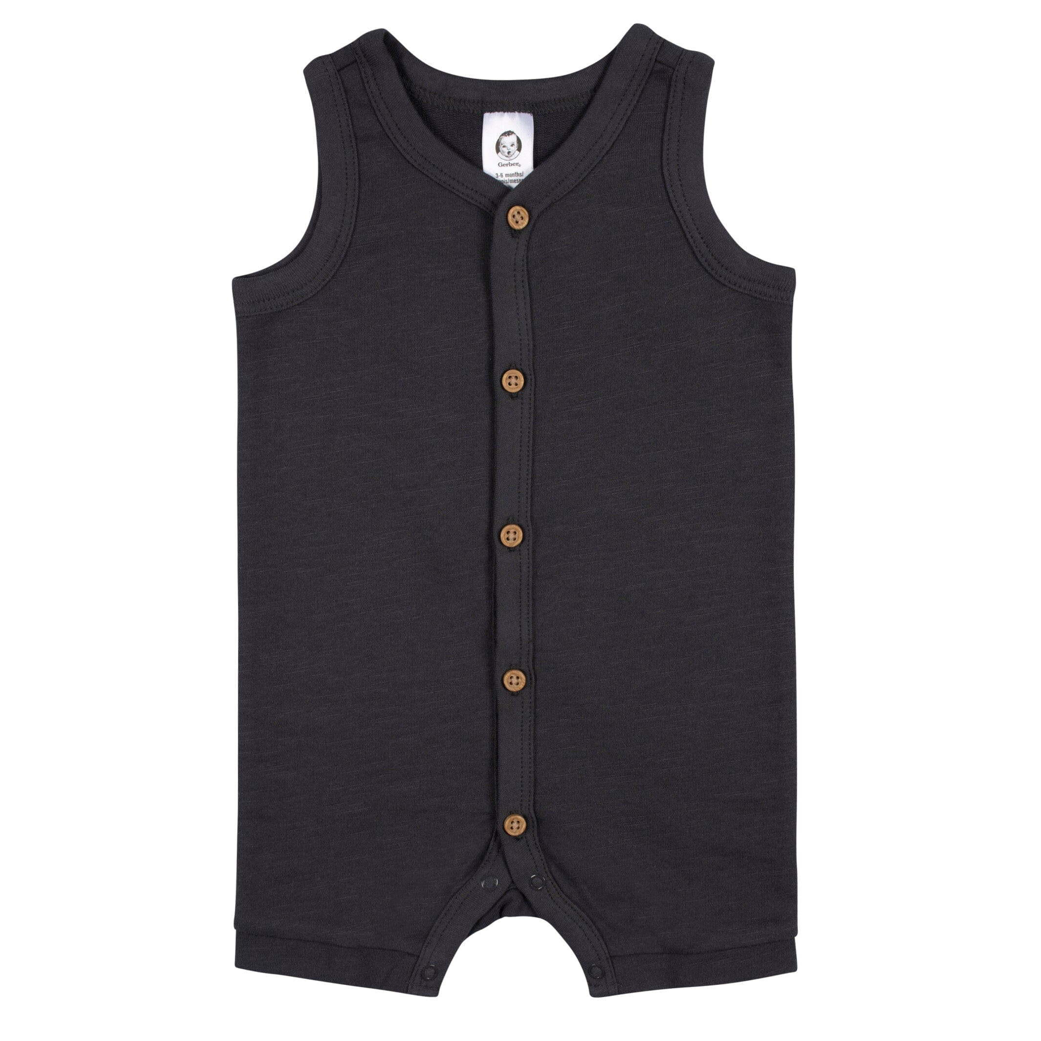 2-Pack Baby Boys Tan & Dark Gray Short Leg Sleeveless Romper, 24M - Image 4