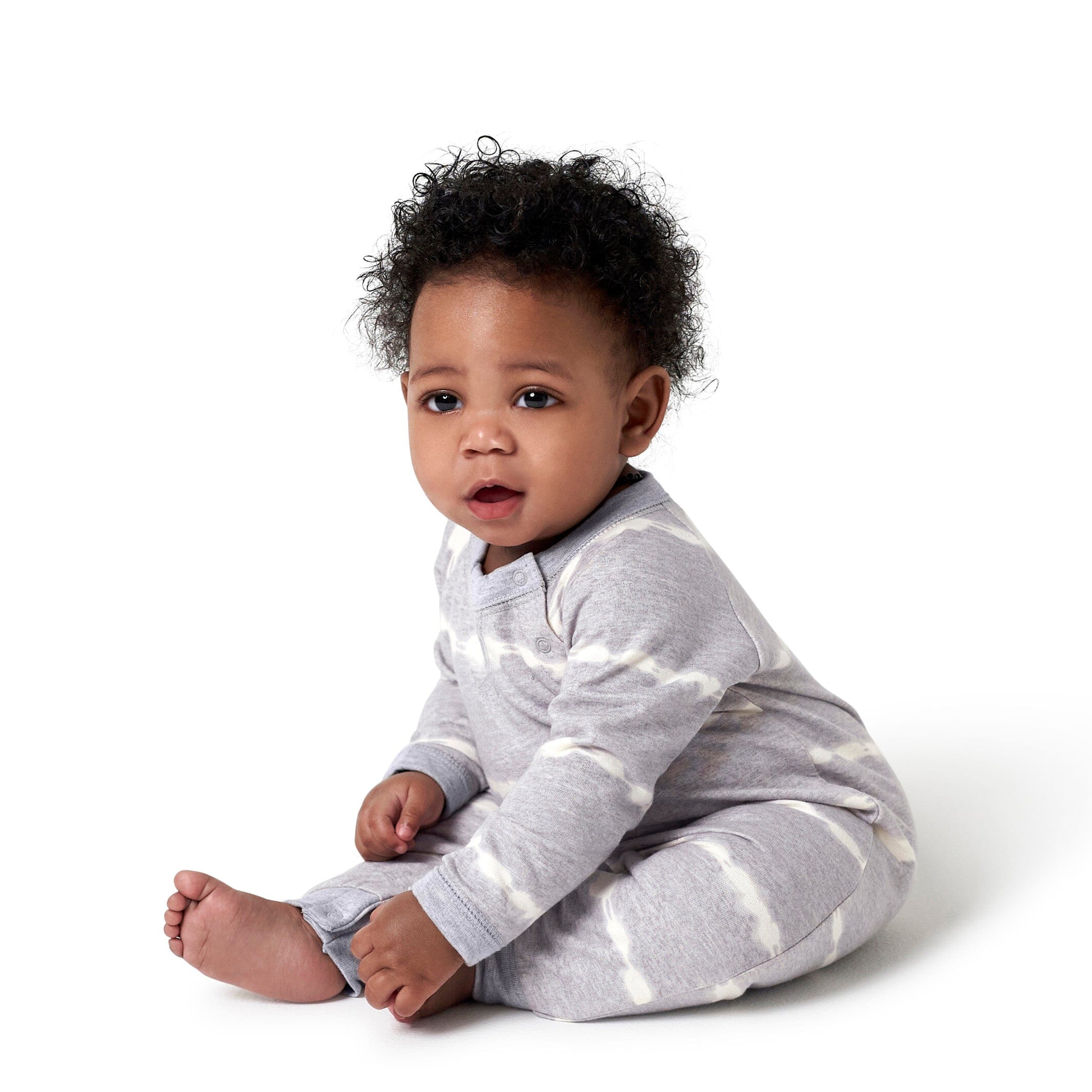 2-Pack Baby Boys Light Gray Tie Dye & Striped Raglan Sleeve Romper - Image 2