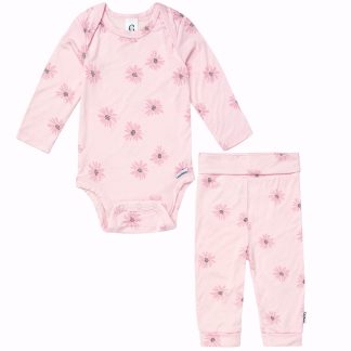 2-Piece Baby Girls Pink Floral Onesie® Pant Set
