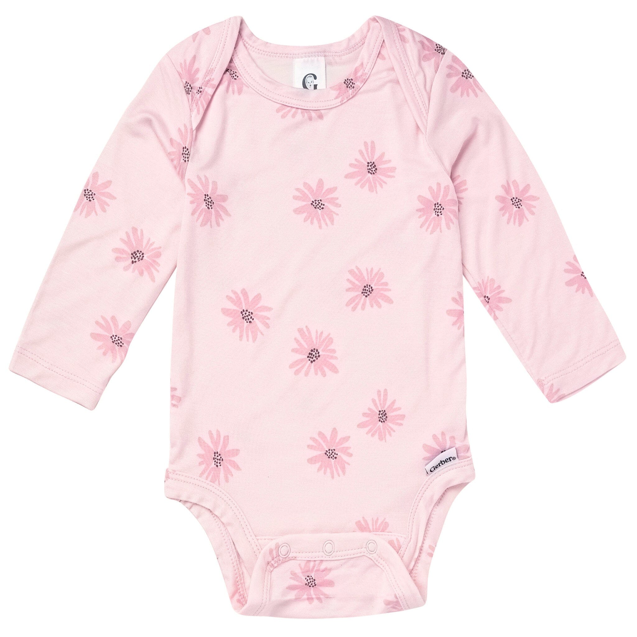 2-Piece Baby Girls Pink Floral Onesie® Pant Set - Image 2