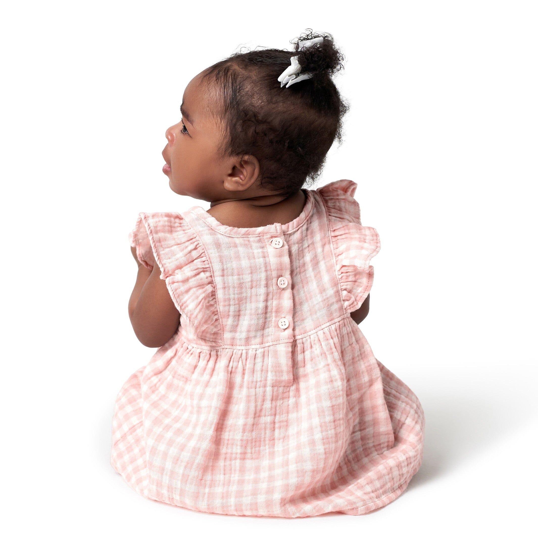 2-Piece Baby & Toddler Girls Gingham Gauze Dress & Diaper Cover Set - Image 3