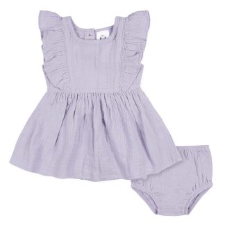 2-Piece Baby & Toddler Girls Purple Gauze Dress & Diaper Cover Set