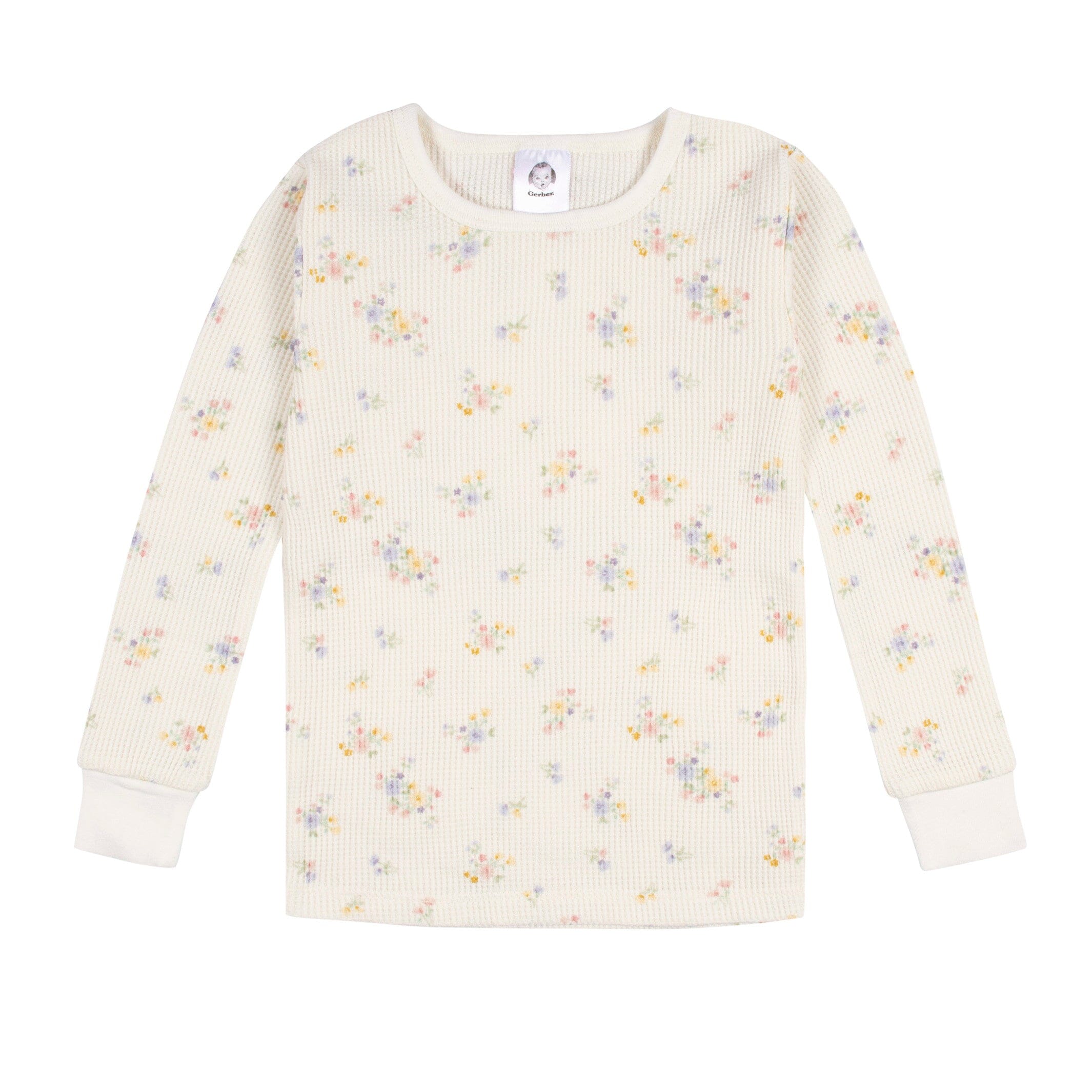 2-Piece Infant & Toddler Girls Ivory Floral Snug Fit Pajama Set - Image 2