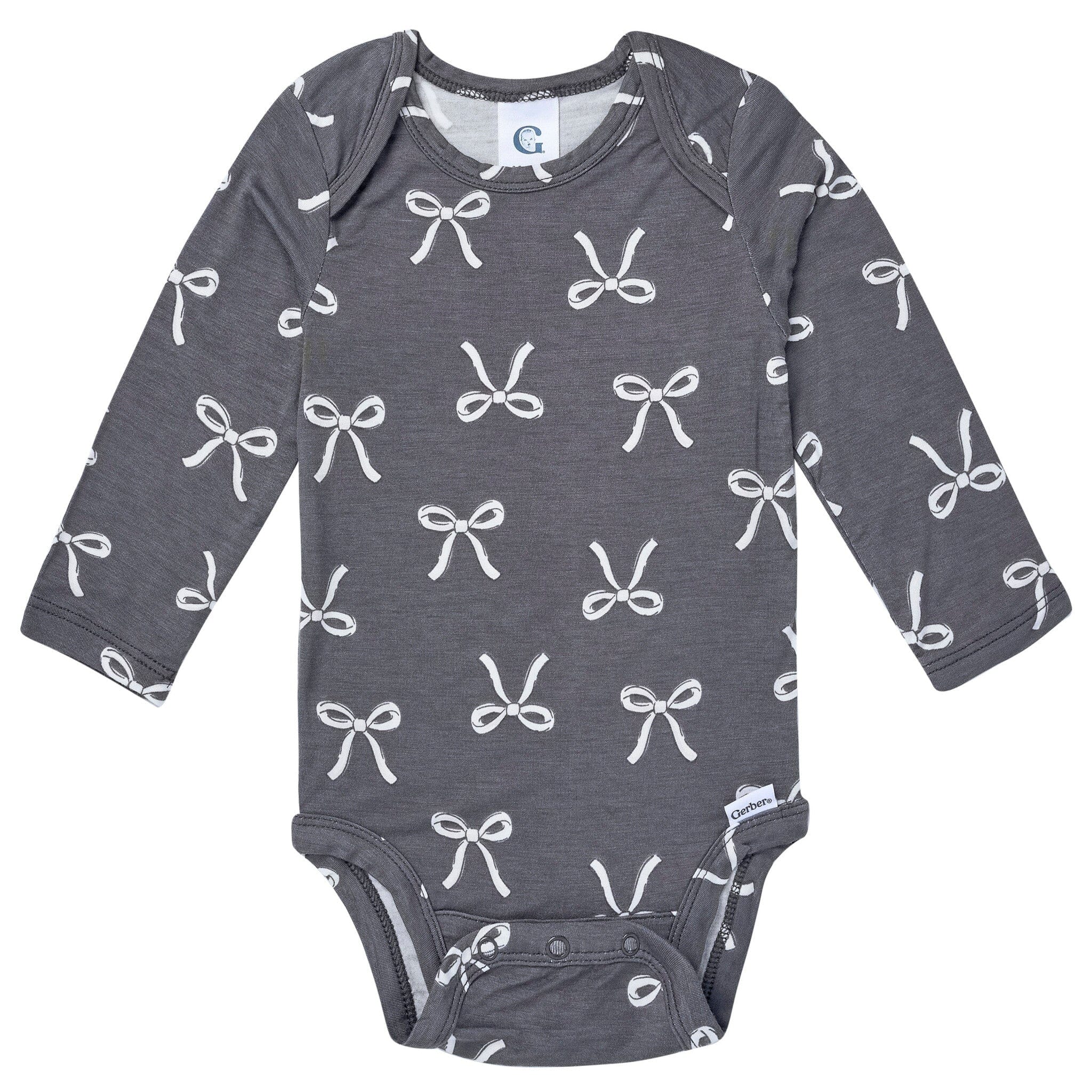 2-Piece Baby Girls Gray Bow Onesie® Pant Set - Image 4