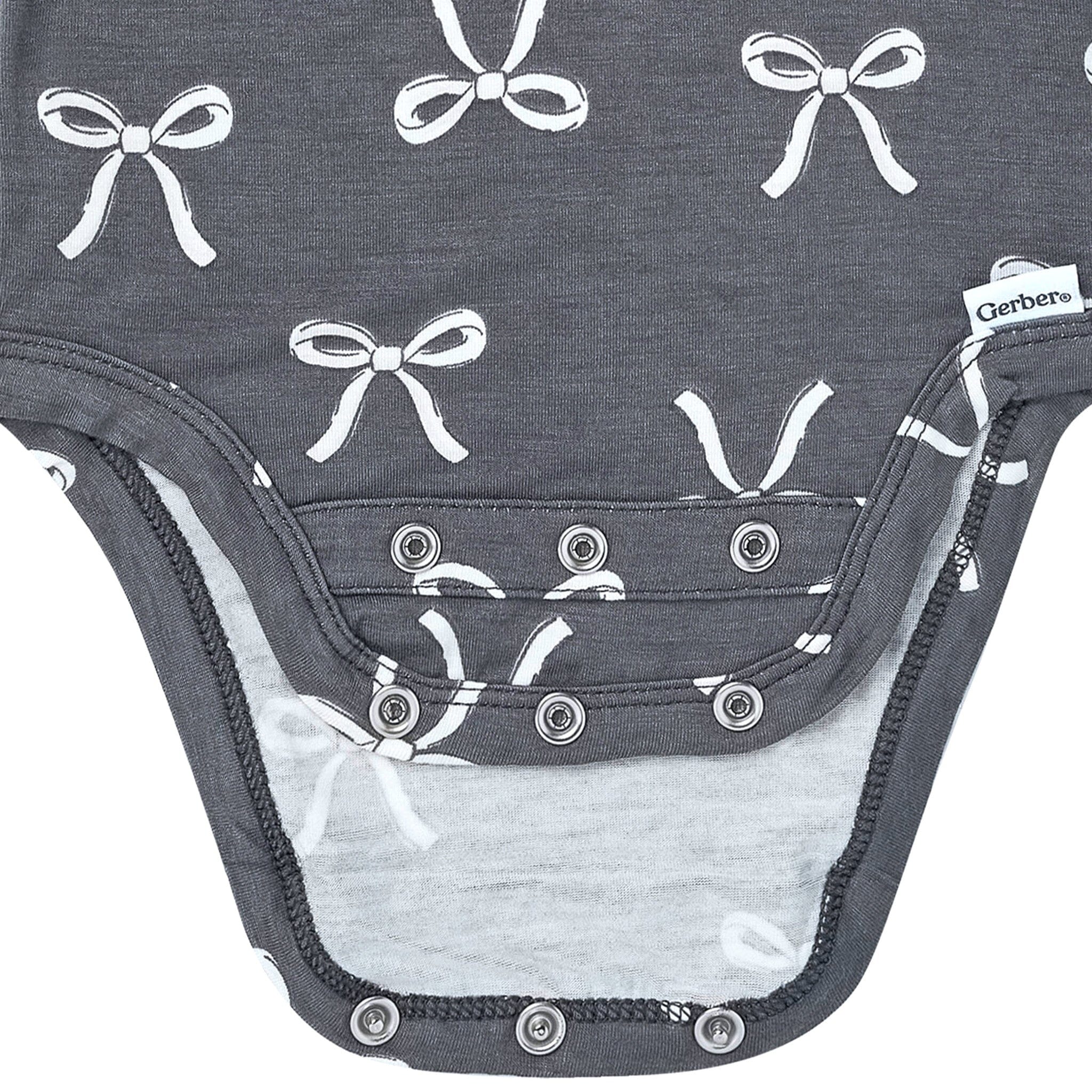 2-Piece Baby Girls Gray Bow Onesie® Pant Set - Image 7