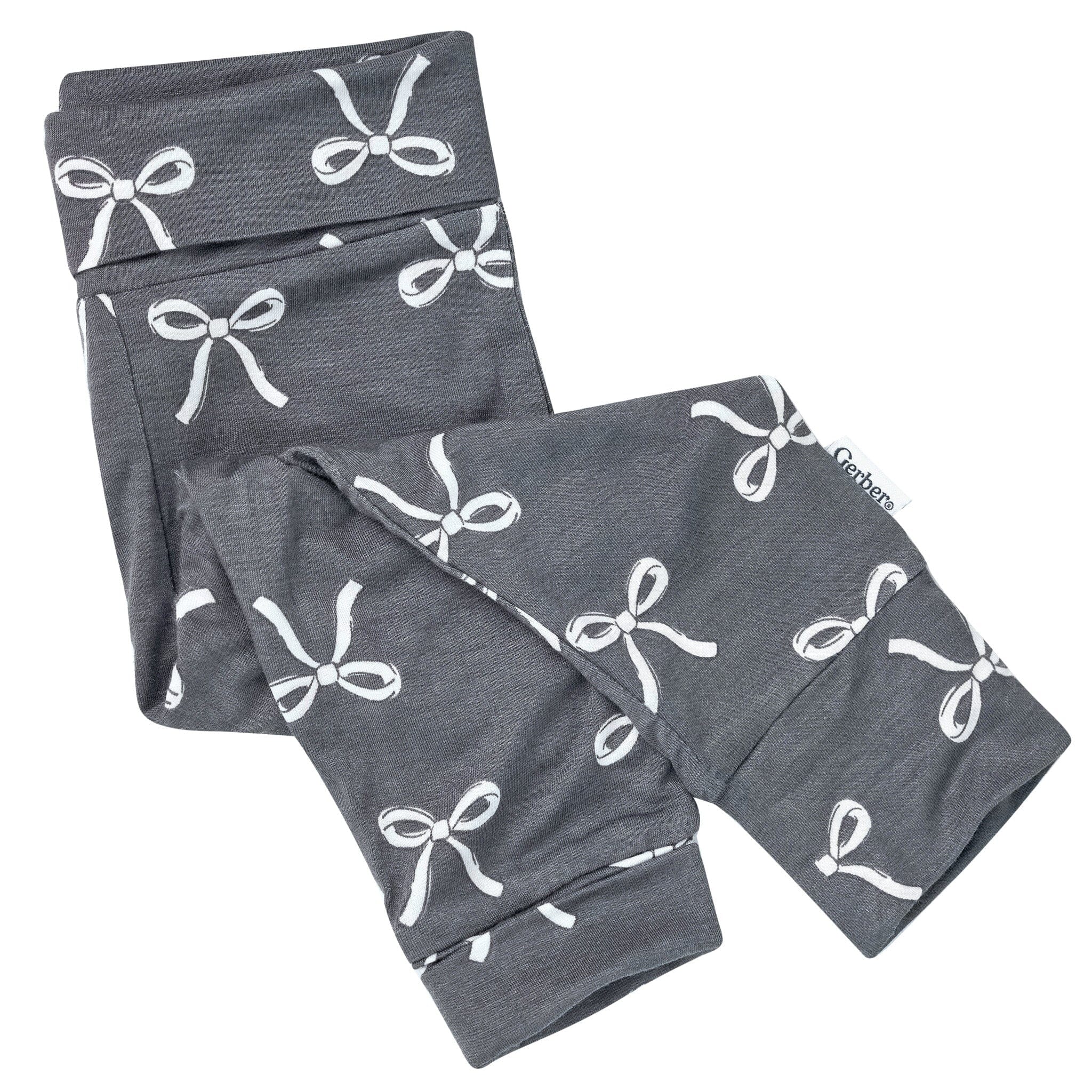 2-Piece Baby Girls Gray Bow Onesie® Pant Set - Image 8