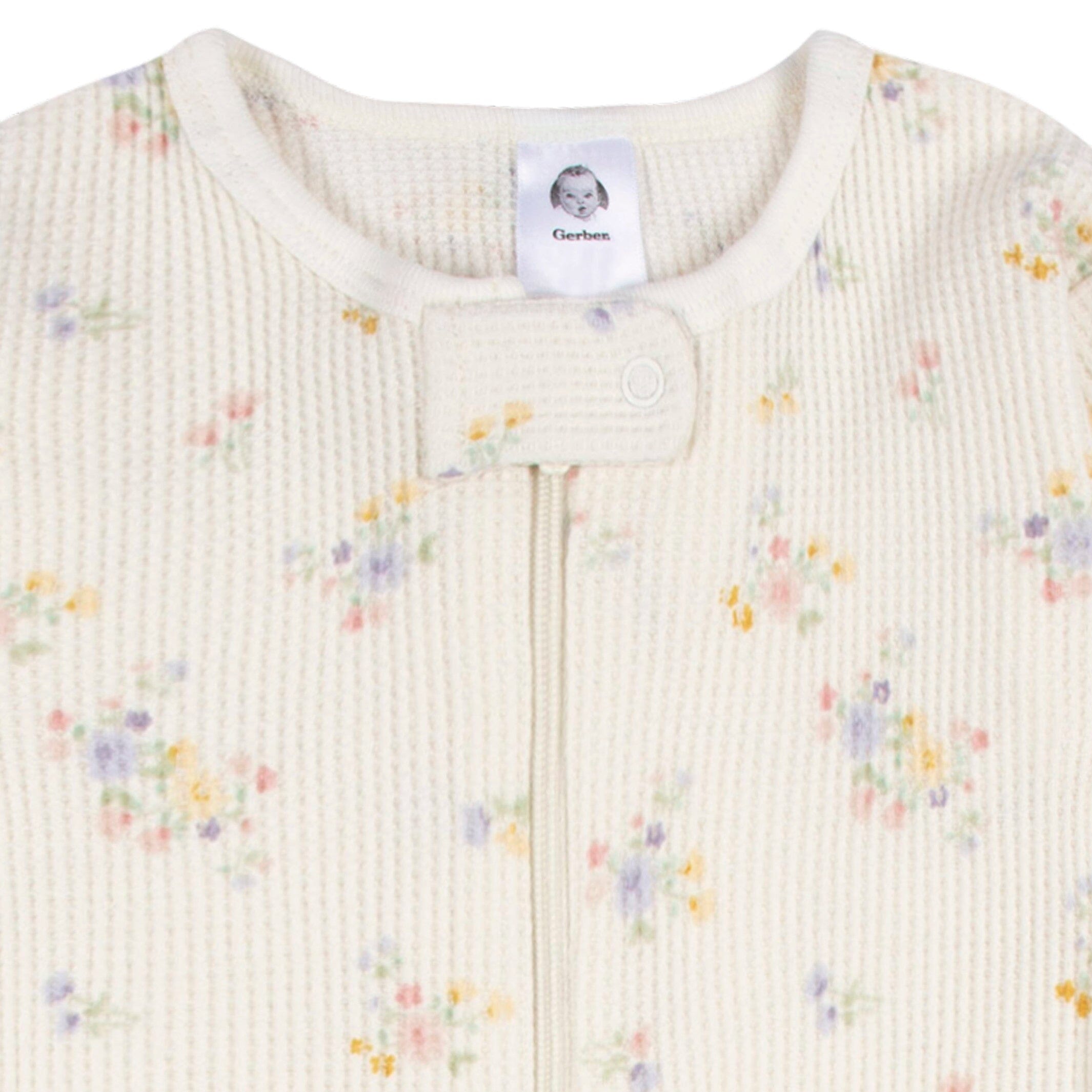 Baby Girls Ivory Floral Snug Fit Footed Pajamas - Image 2