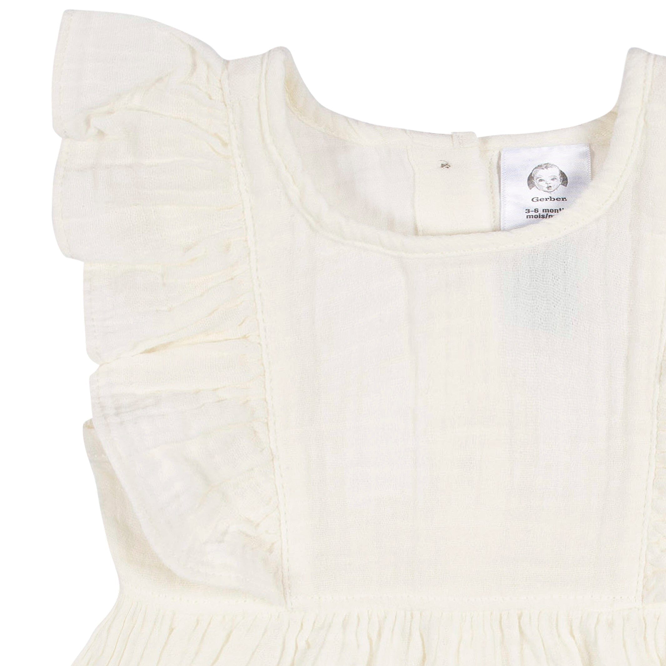 2-Piece Toddler Girls Ivory Gauze Dress & Diaper Cover Set - Image 2