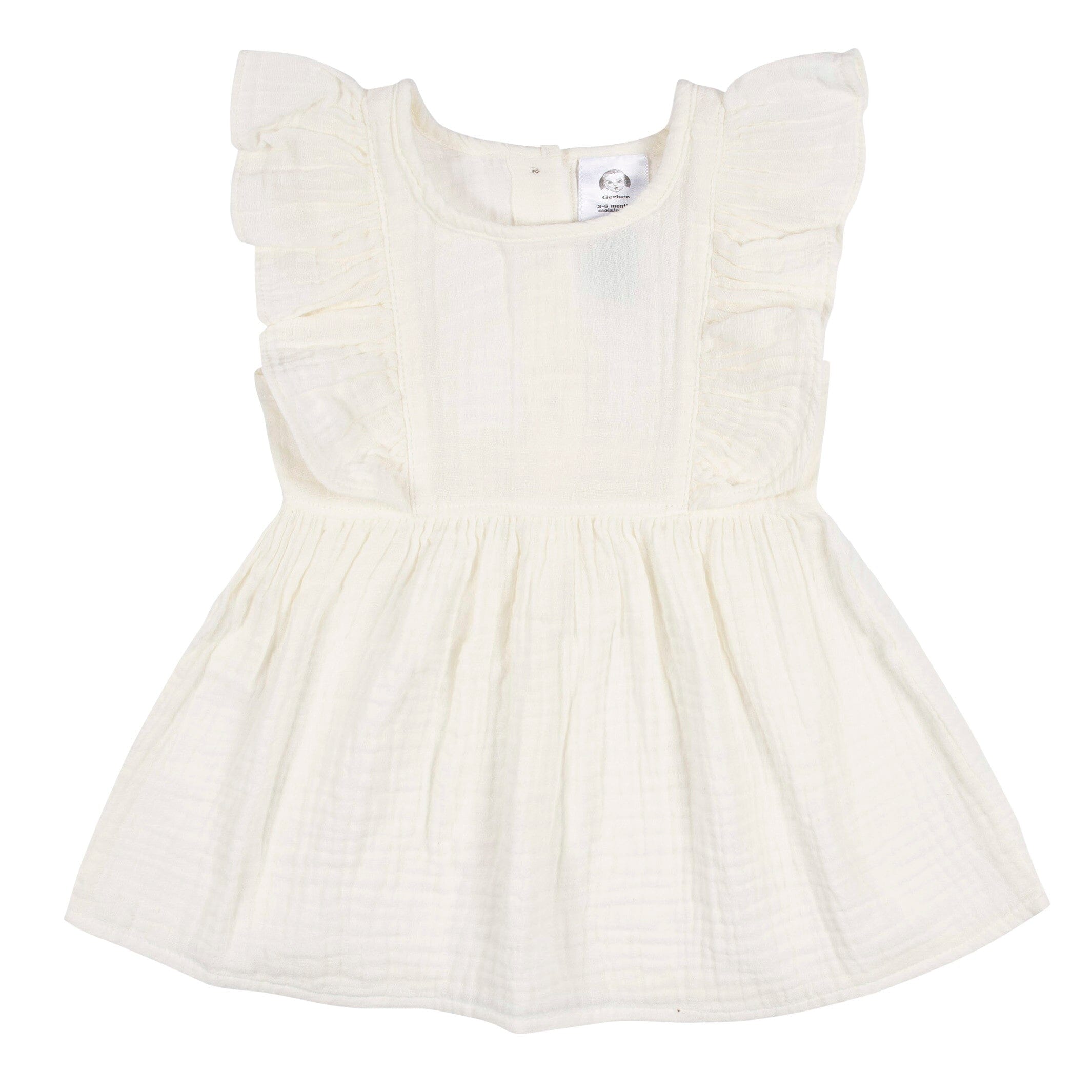 2-Piece Toddler Girls Ivory Gauze Dress & Diaper Cover Set - Image 3