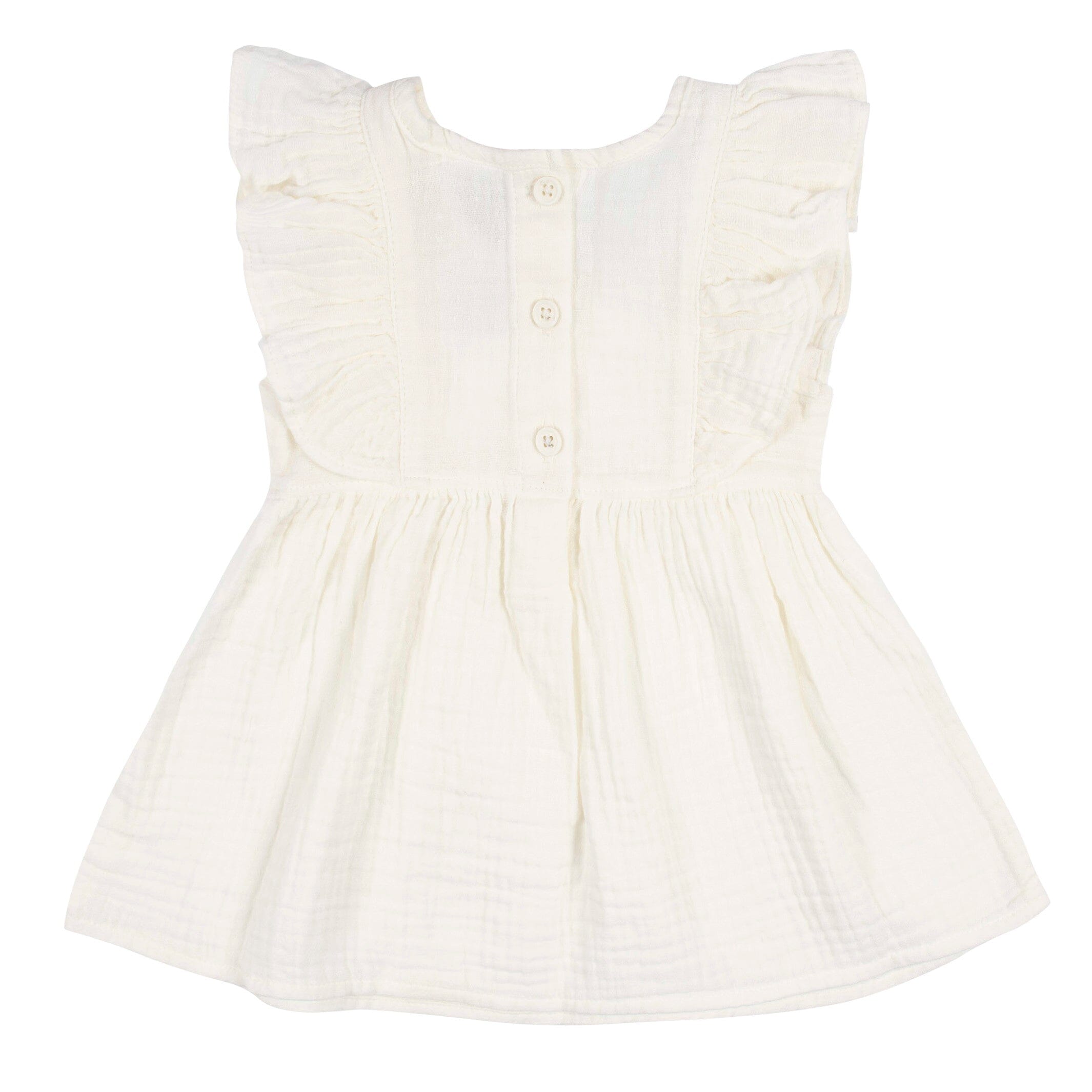 2-Piece Toddler Girls Ivory Gauze Dress & Diaper Cover Set - Image 4