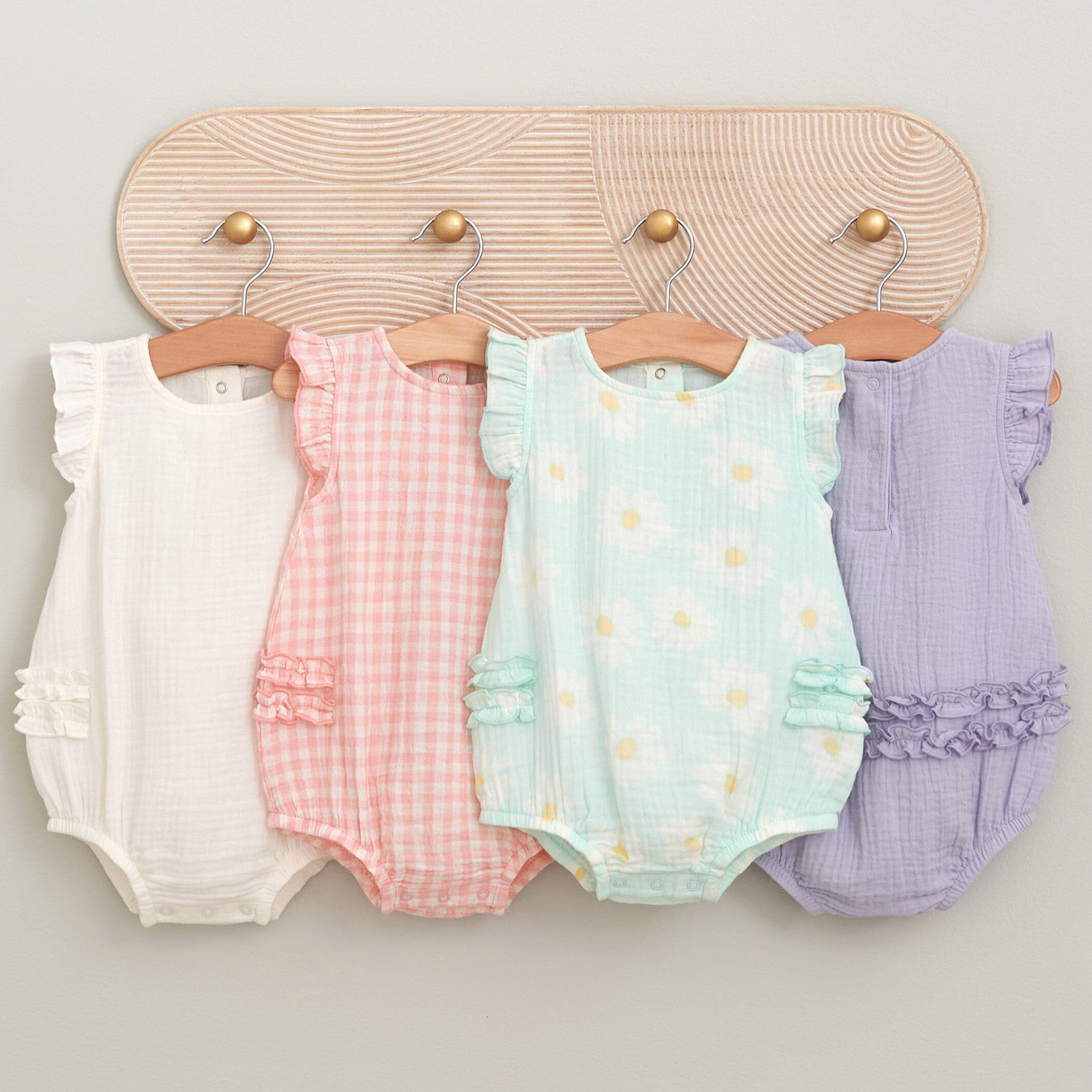 Baby Girls Daisies Gauze Bubble Romper, 0-3M - Image 7