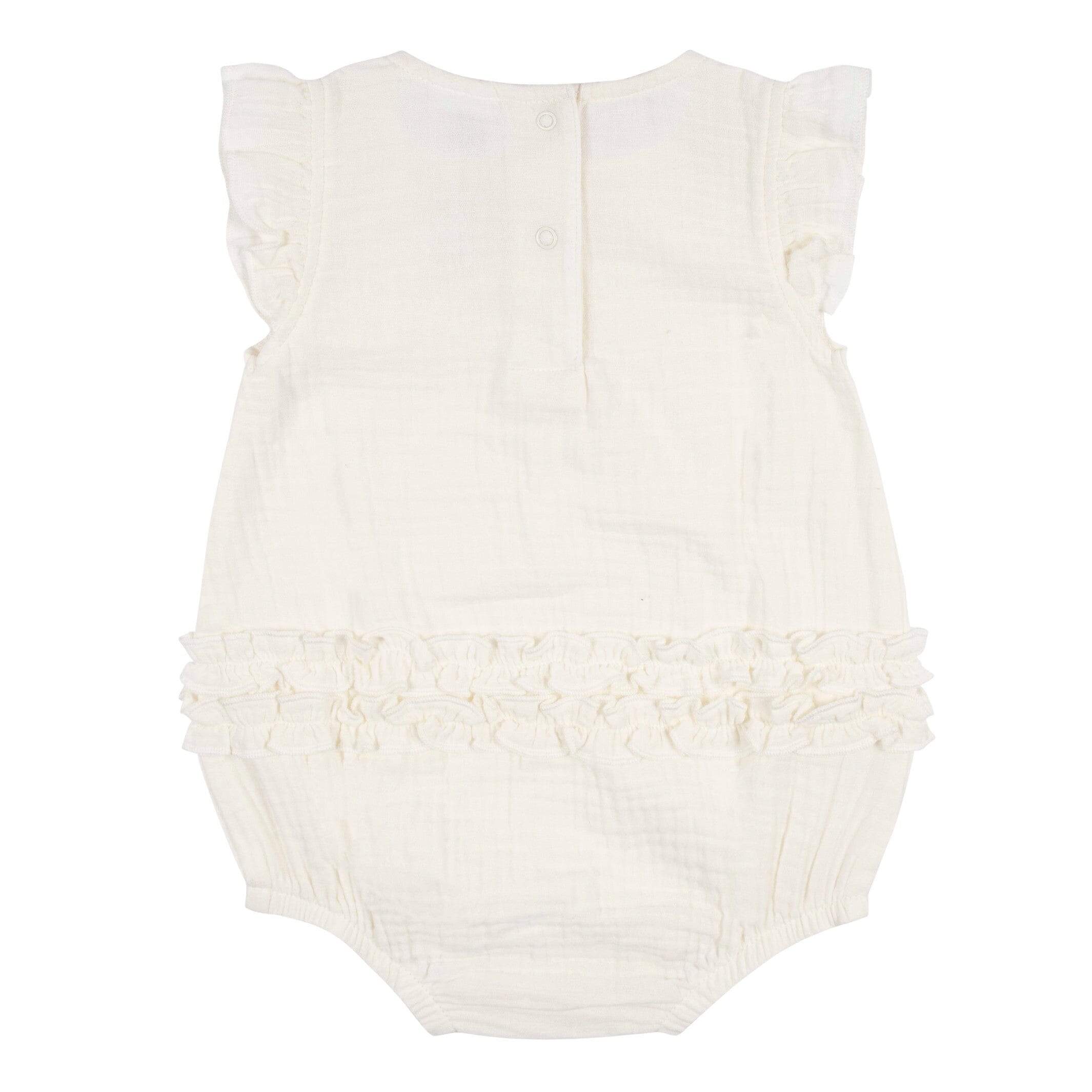 Baby Girls Ivory Gauze Bubble Romper, 0-3M - Image 3