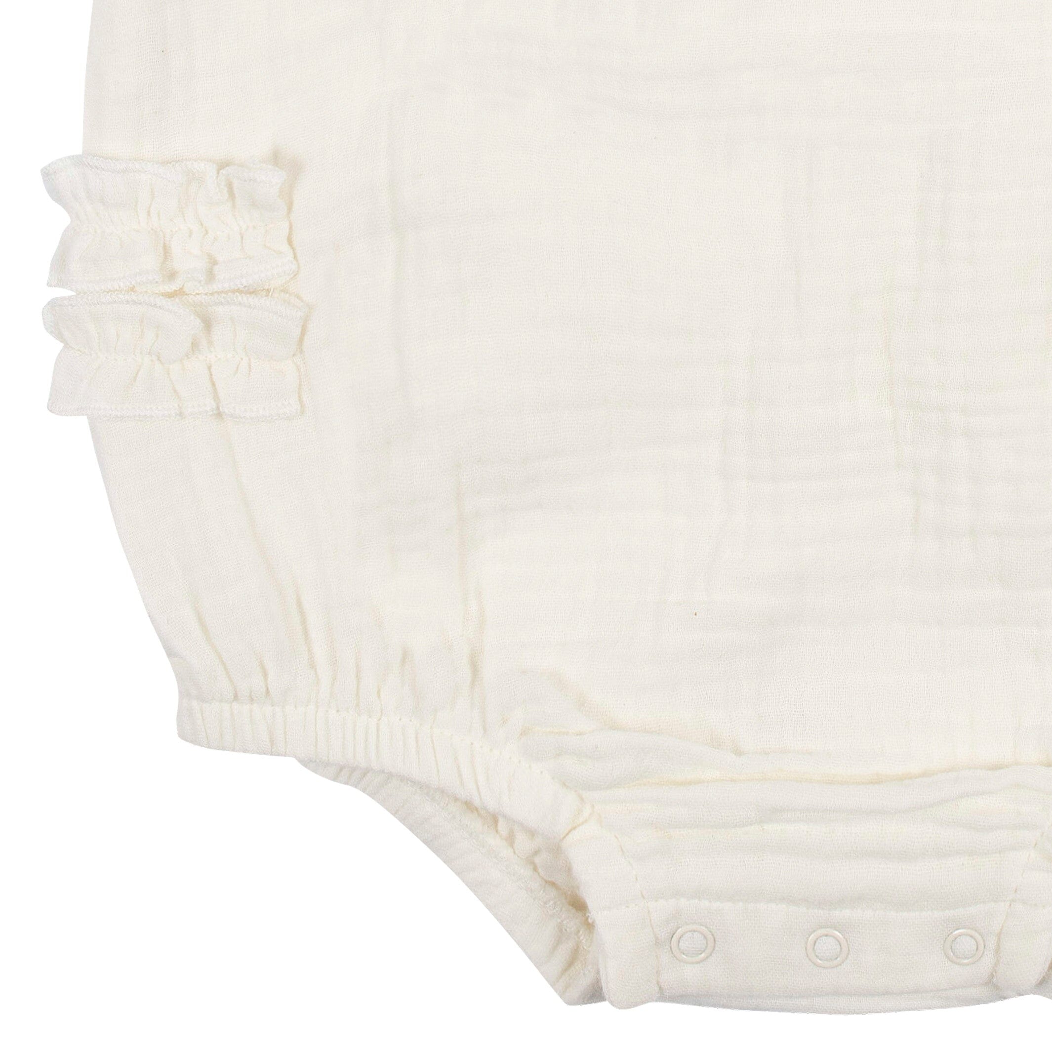 Baby Girls Ivory Gauze Bubble Romper, 0-3M - Image 5