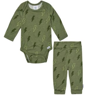 2-Piece Baby Boys Green Bolts Onesie® Pant Set