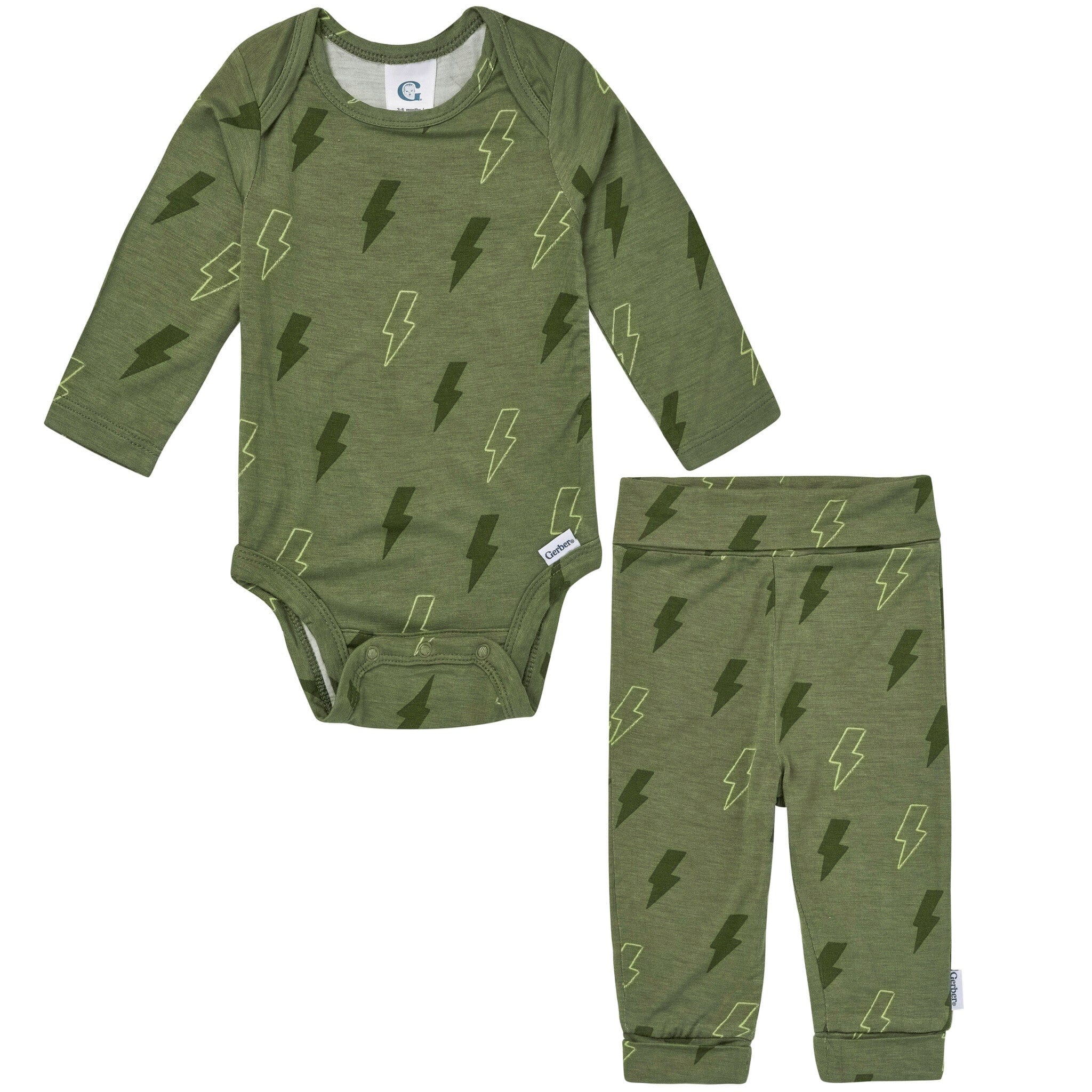 2-Piece Baby Boys Green Bolts Onesie® Pant Set