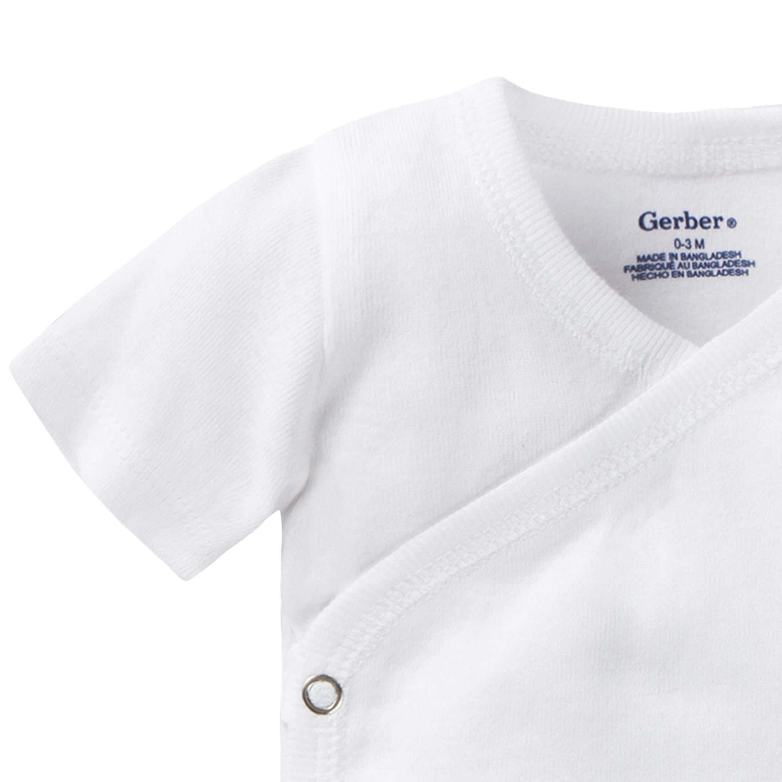 4-Pack Baby Neutral White Organic Short Sleeve Side Snap Shirt - Image 3