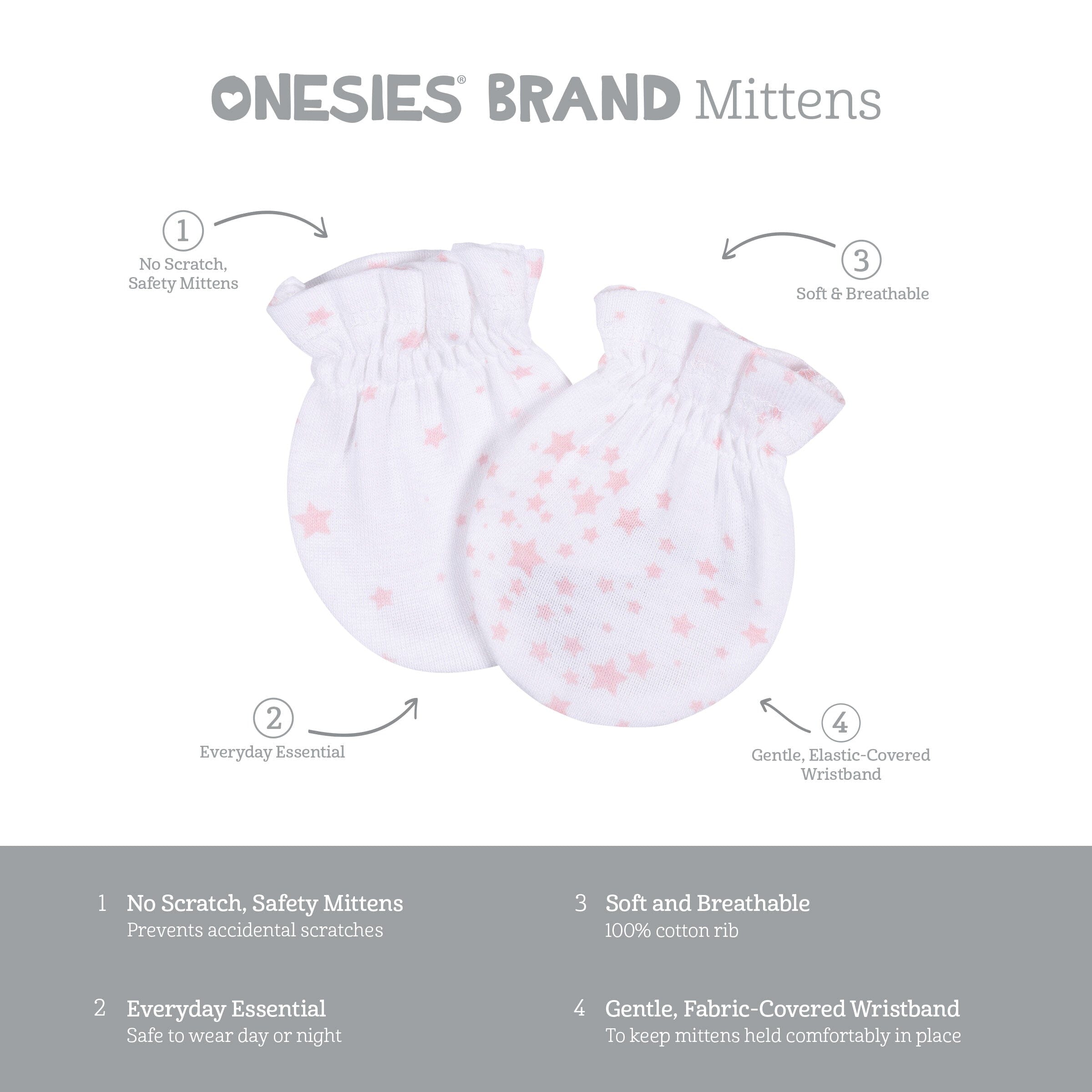 2-Pack Baby Girls Stars No Scratch Mittens - Image 4
